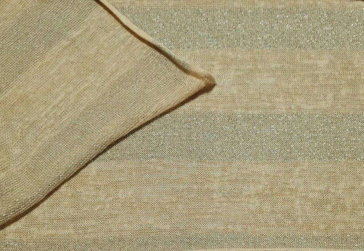 BEIGE COLOUR AND LUREX STRIPED THIN KNIT FABRIC - SOLD BY THE METRE - Image 5