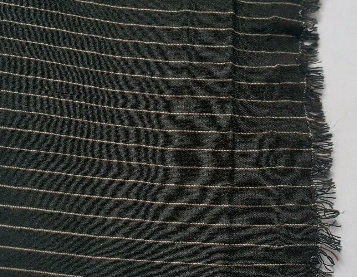 BEIGE STRIPED BLACK STRETCH POLYESTER VISCOSE SHIRT FABRIC-SOLD BY THE METRE - Image 4