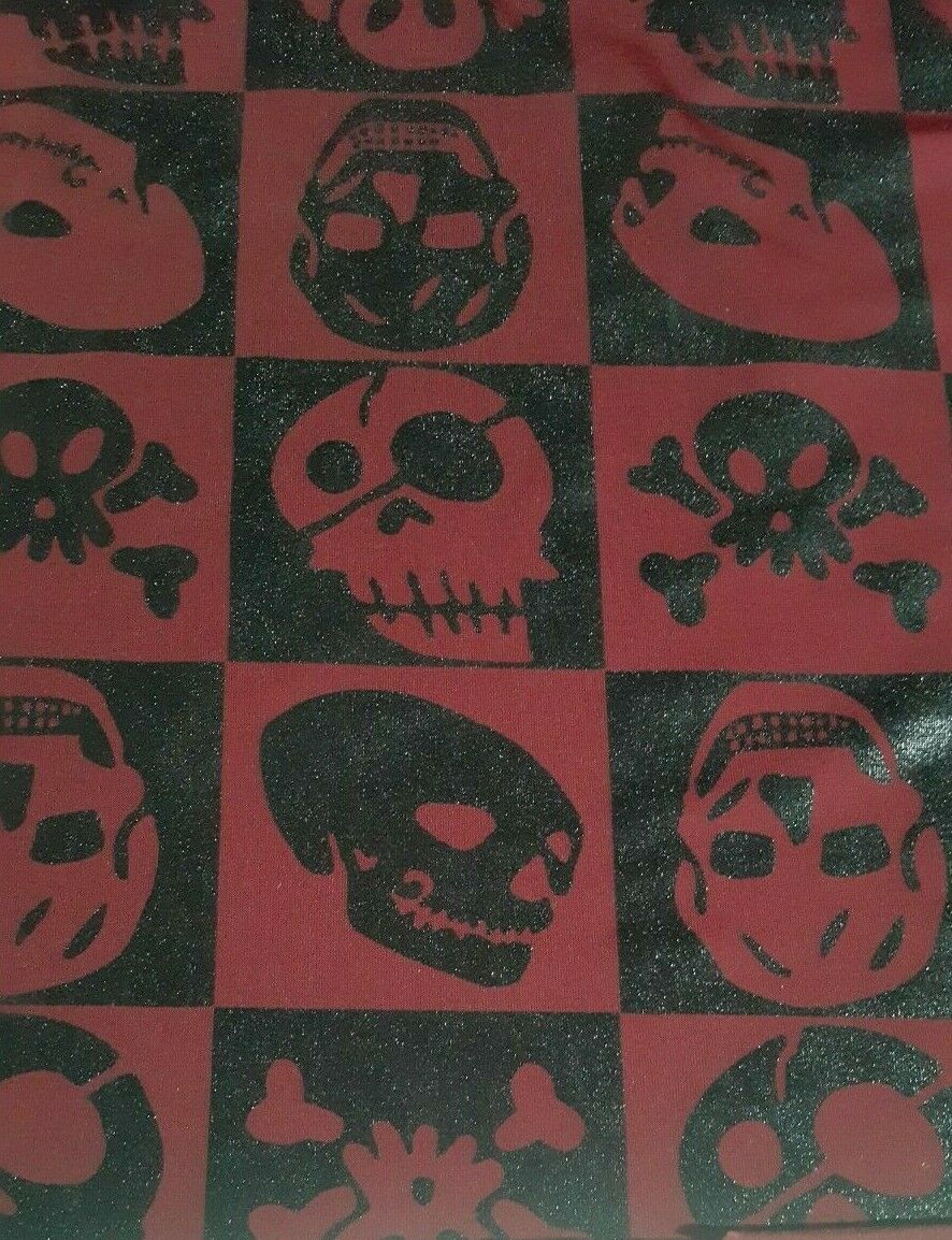 BLACK SKULL PRINTED JERSEY LYCRA FABRIC-2 COLOUR-SOLD BY THE METER - Image 4