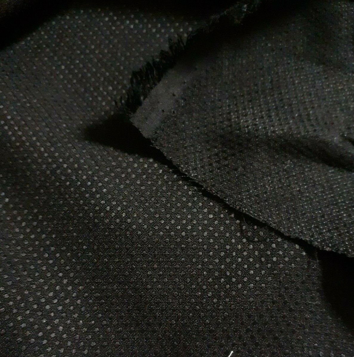 BLACK SMALL SPOTTED FIGURED VISCOSE POLYESTER FABRIC - SOLD BY THE METRE - Image 6