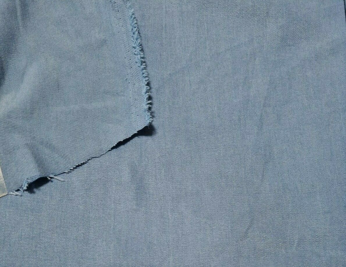 BLUE COLOUR VISCOSE POLYESTER DRESS MAKING FABRIC- SOLD BY THE METRE - Image 5