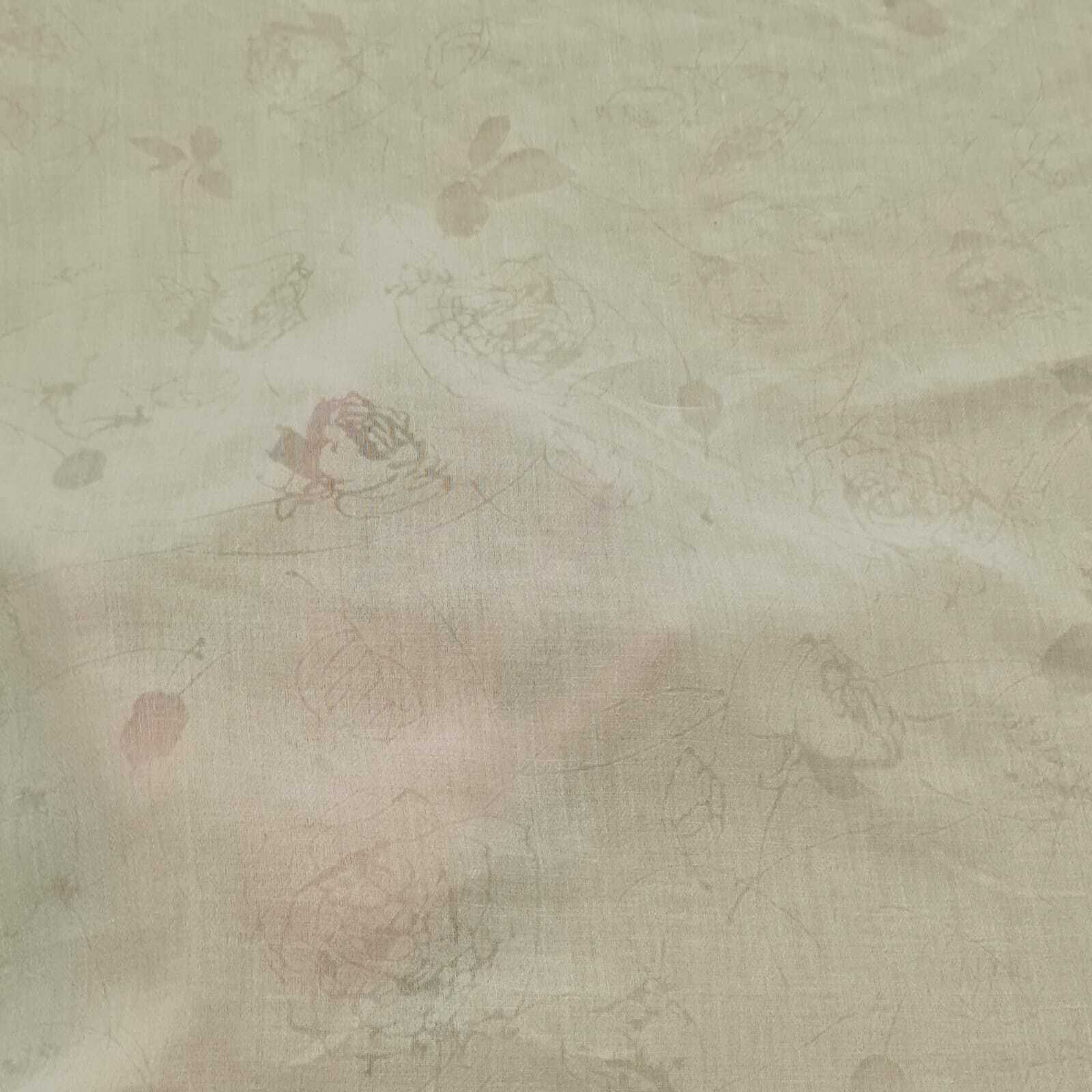 Burnout Beige Polycotton Fabric Floral 55" Wide - Image 4