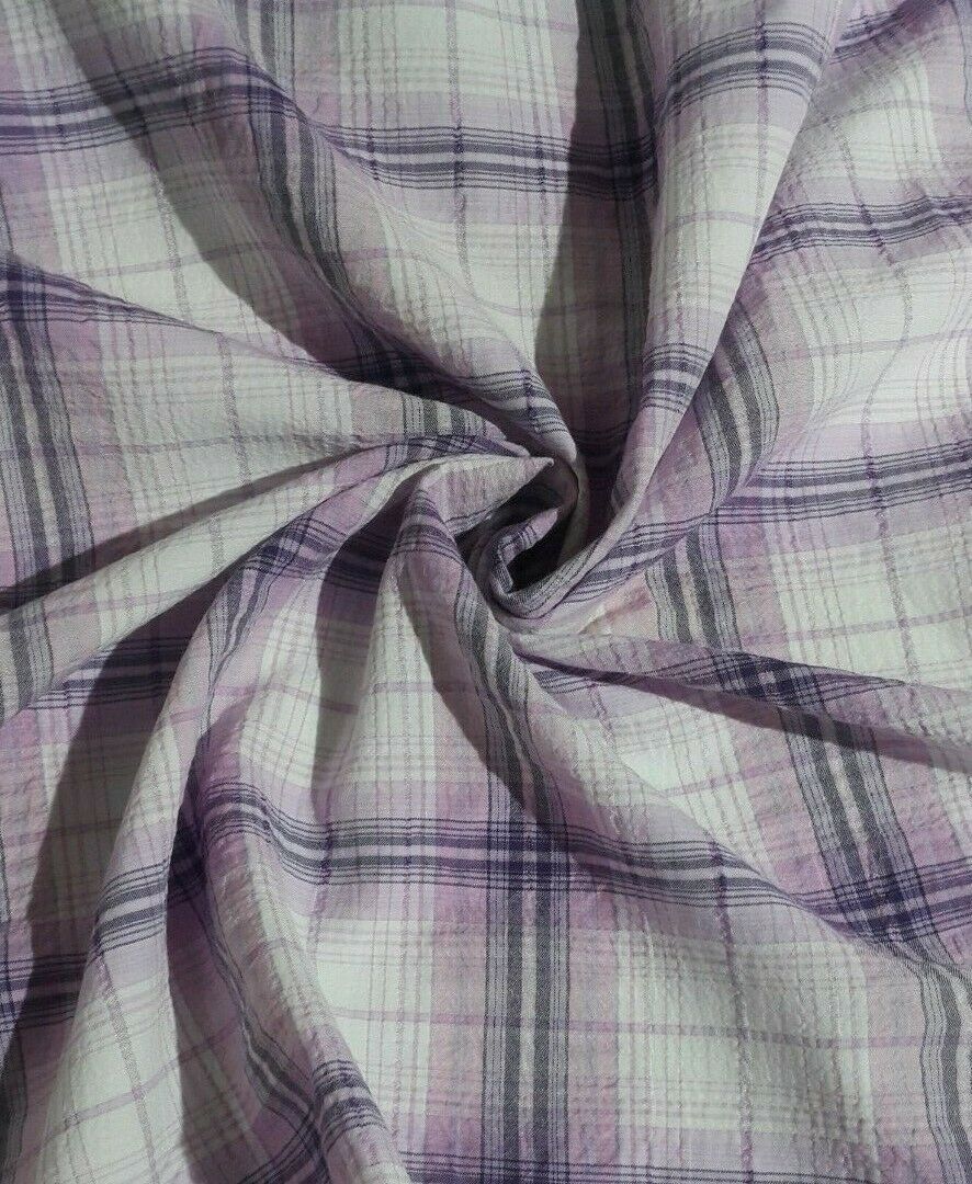 CHECKED AND WAVY EFFECT POLYCOTTON FABRIC - SOLD BY THE METRE - Image 3