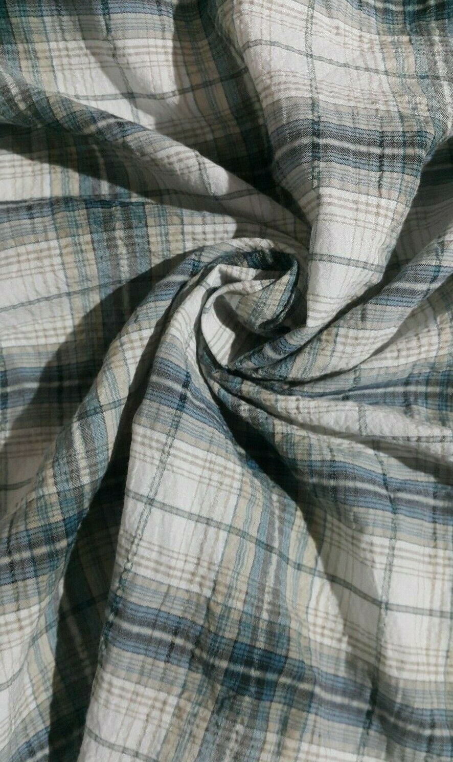 CHECKED AND WAVY EFFECT POLYCOTTON FABRIC - SOLD BY THE METRE - Image 4