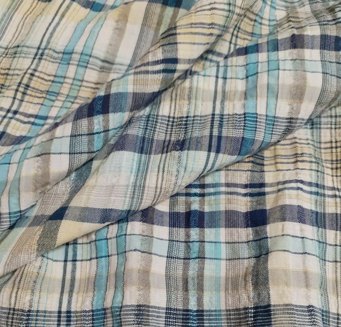 CHECKED AND WAVY EFFECT POLYCOTTON FABRIC - SOLD BY THE METRE - Image 5