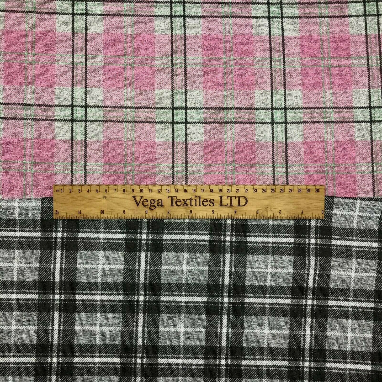 Checked Knit Jersey Fabric Grey Melange 55" Wide - 2 Variations