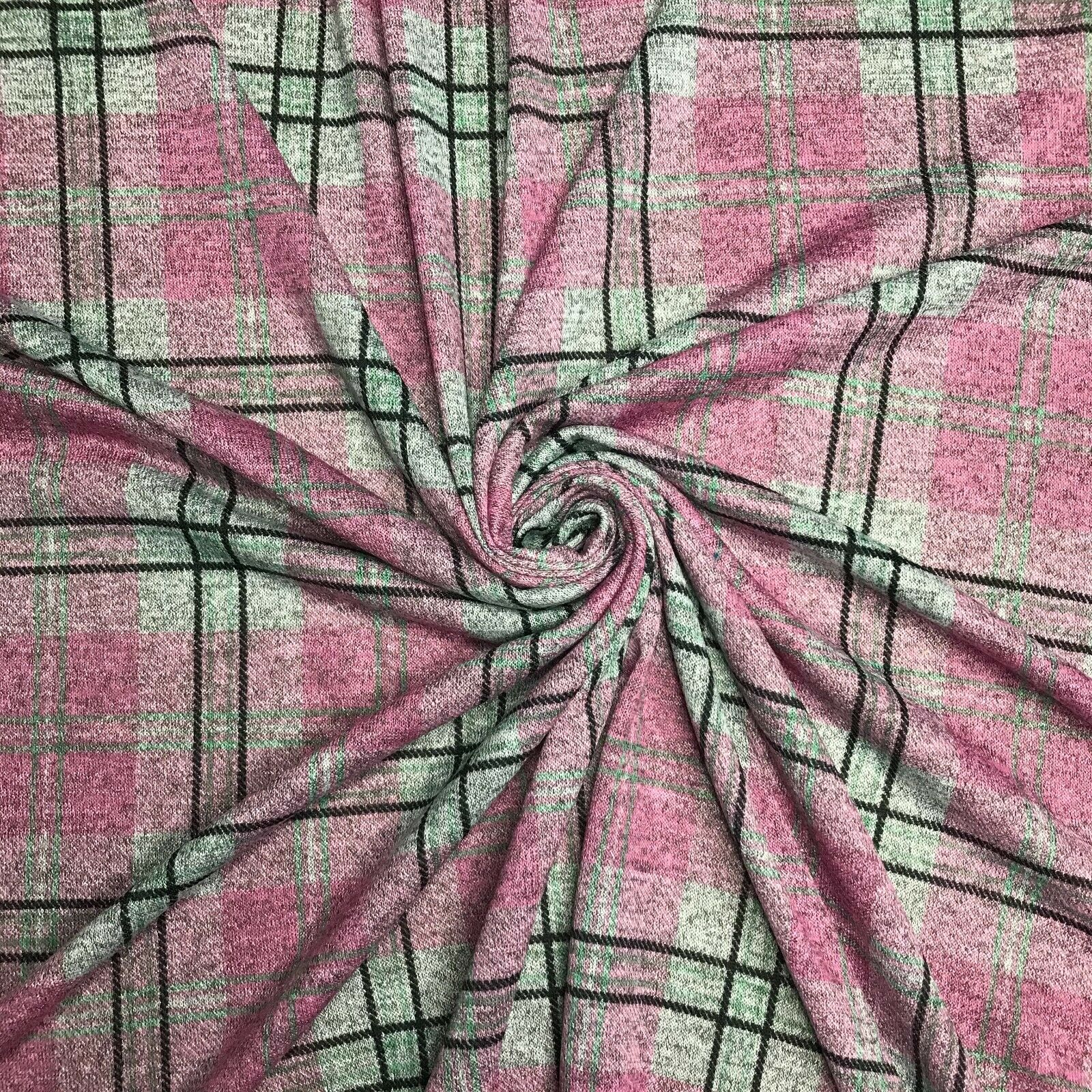 Checked Knit Jersey Fabric Grey Melange 55" Wide - 2 Variations - Image 3