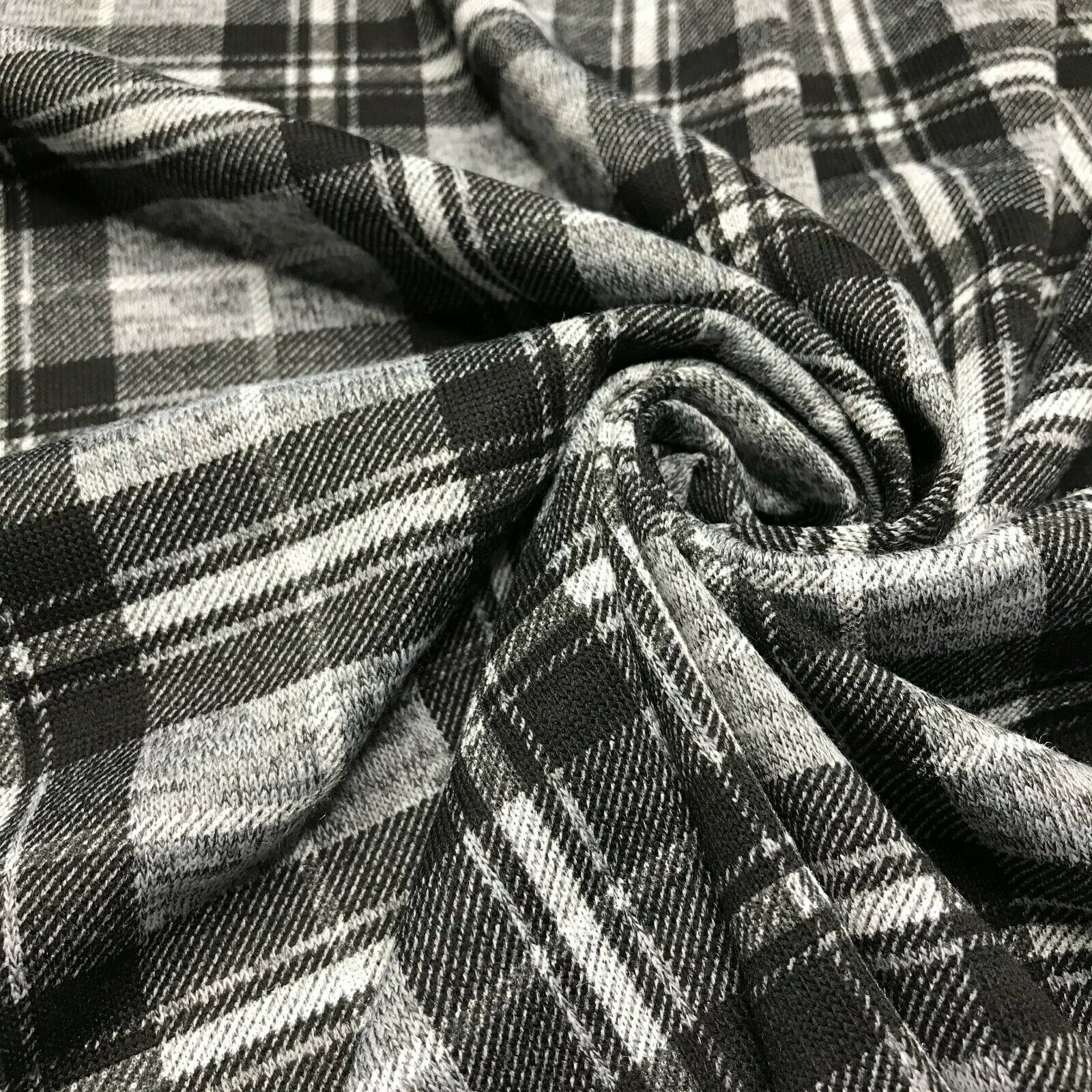 Checked Knit Jersey Fabric Grey Melange 55" Wide - 2 Variations - Image 6