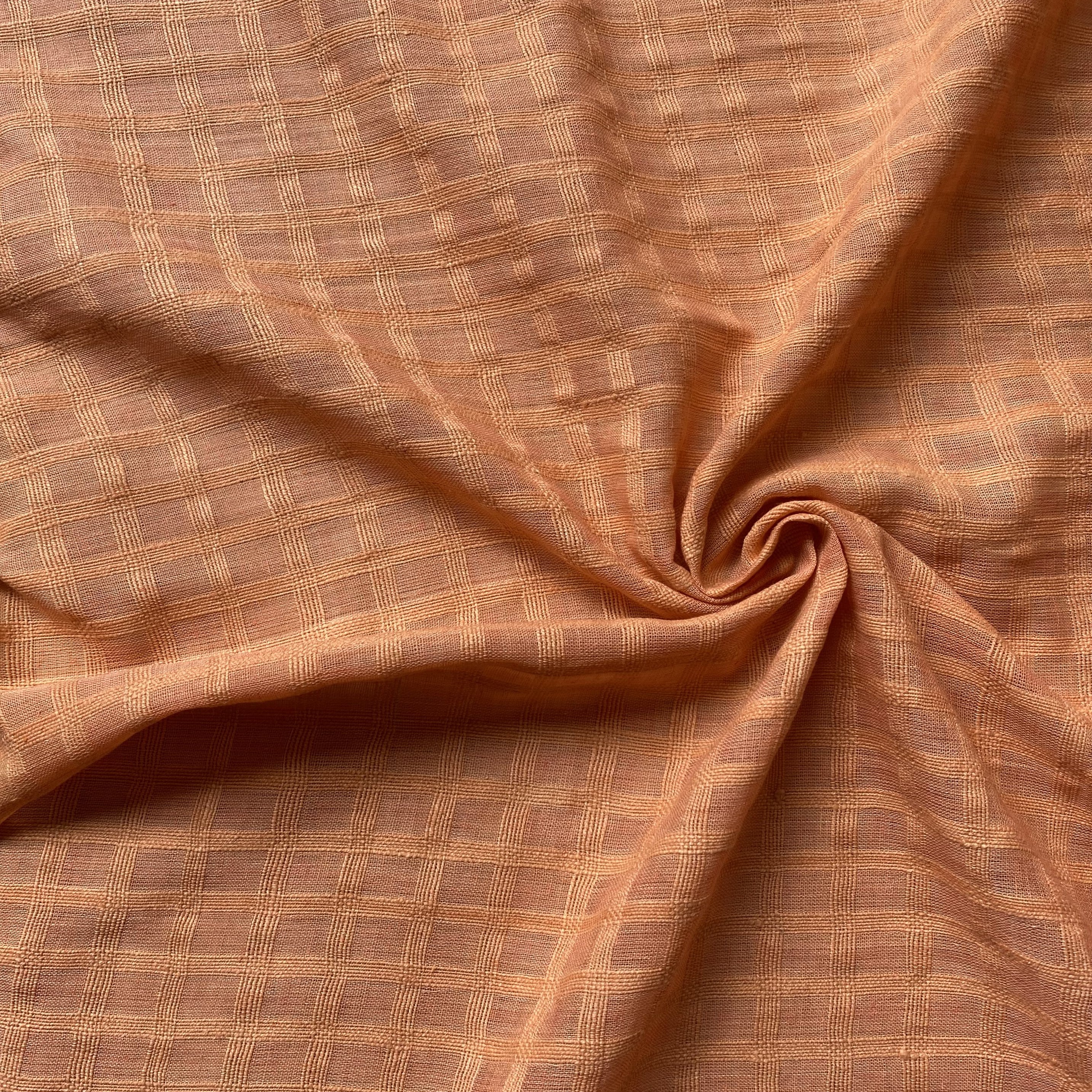 Checked Linen Cotton Blend Fabric - Image 3