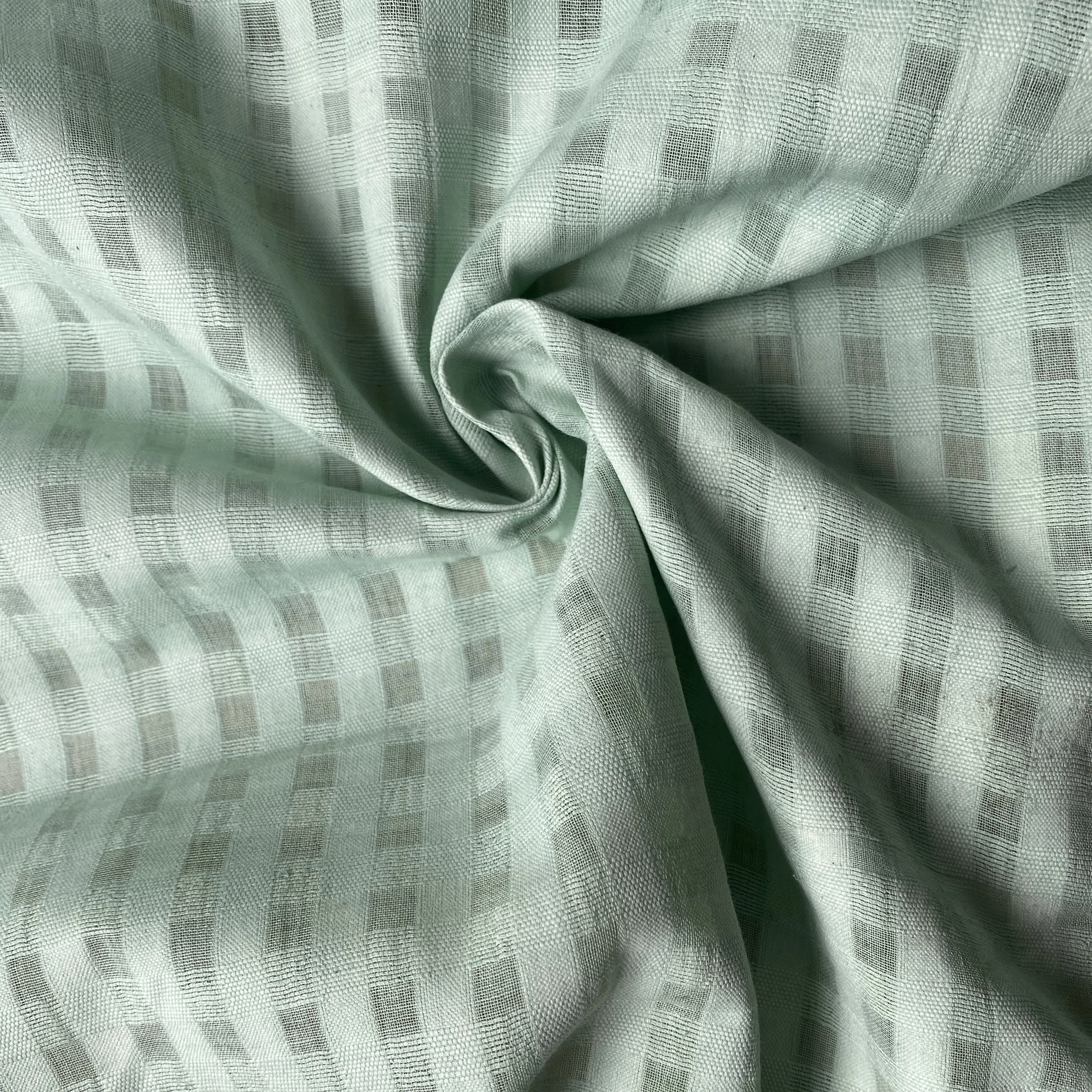 Checked Linen Cotton Blend Fabric - Image 6