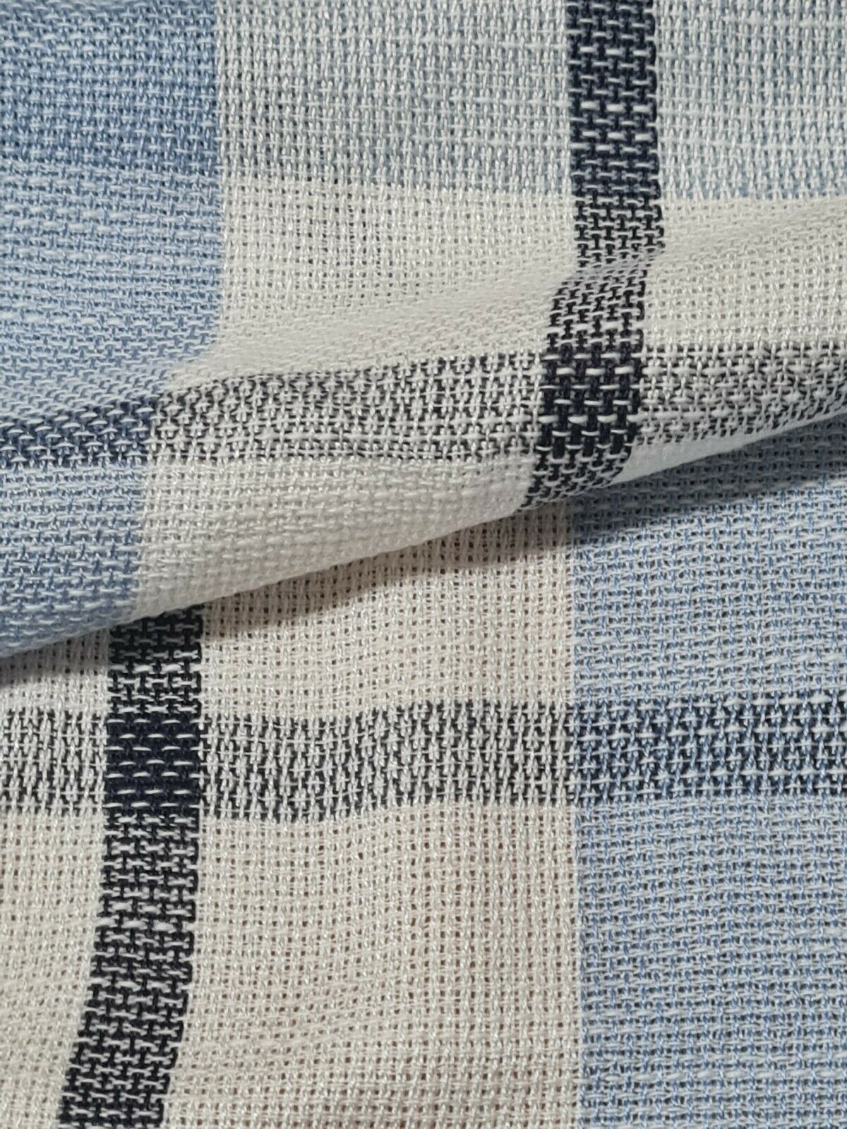 CHECKED VISCOSE FABRIC BLUE WHITE BLACK COLOURS-SOLD BY THE METRE - Image 3