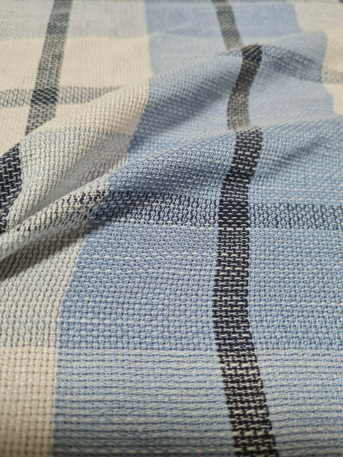 CHECKED VISCOSE FABRIC BLUE WHITE BLACK COLOURS-SOLD BY THE METRE - Image 6