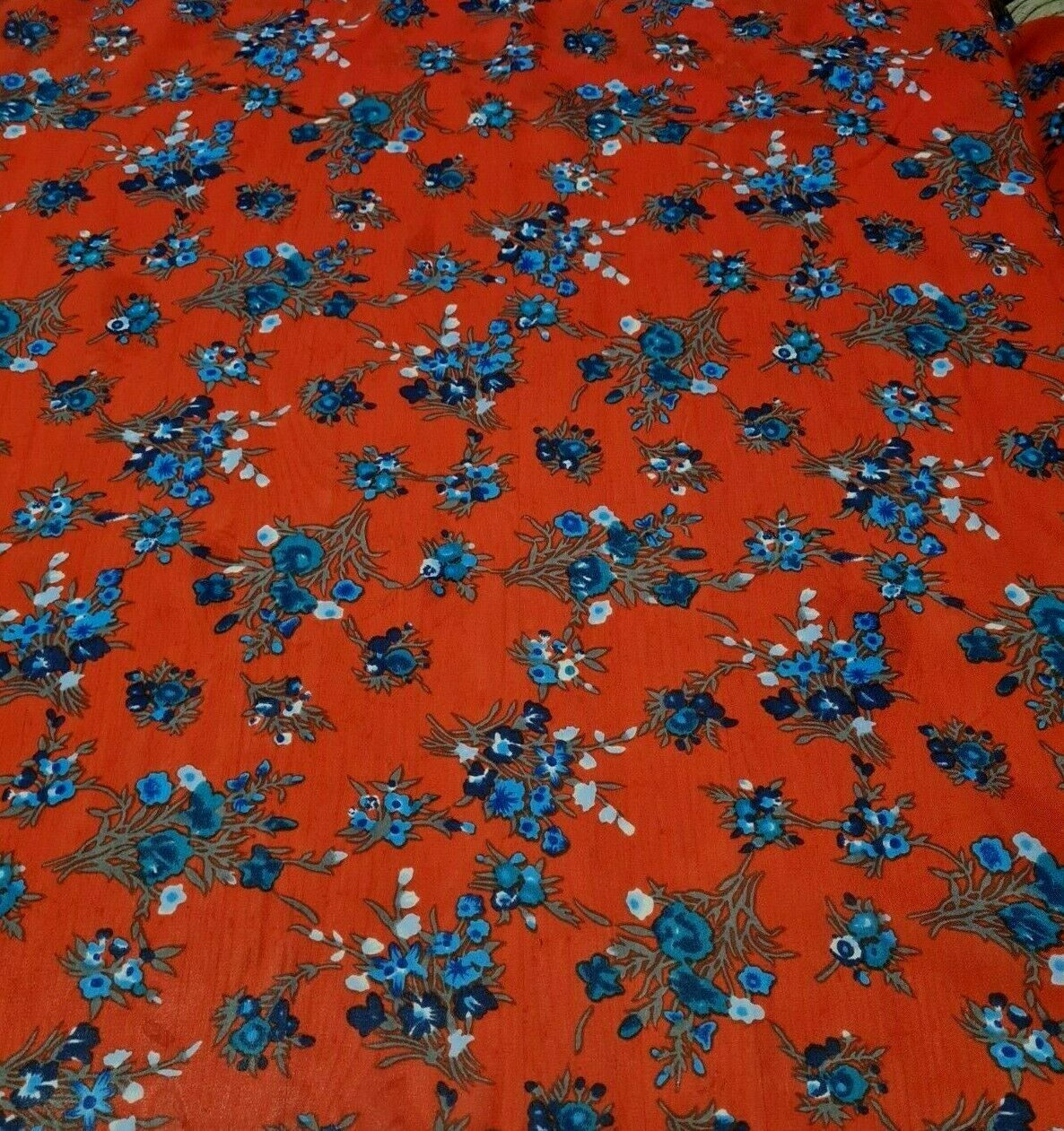 CHIFFON FABRIC BLUE FLORAL PRINTED RED COLOUR-SOLD BY THE METRE - Image 4