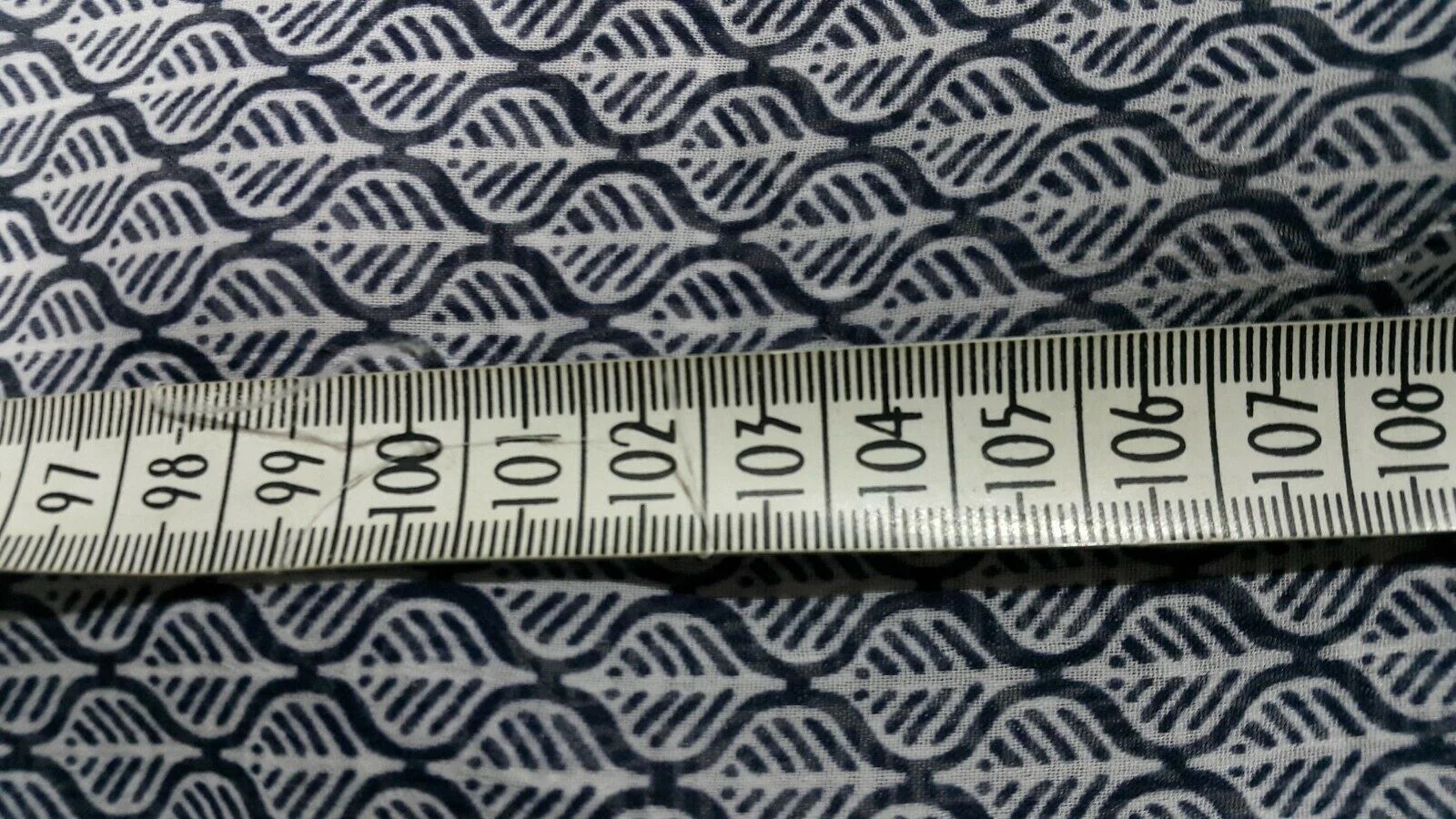 CHIFFON FABRIC BLUE PRINTED WHITE -SOLD BY The Meter - Image 4