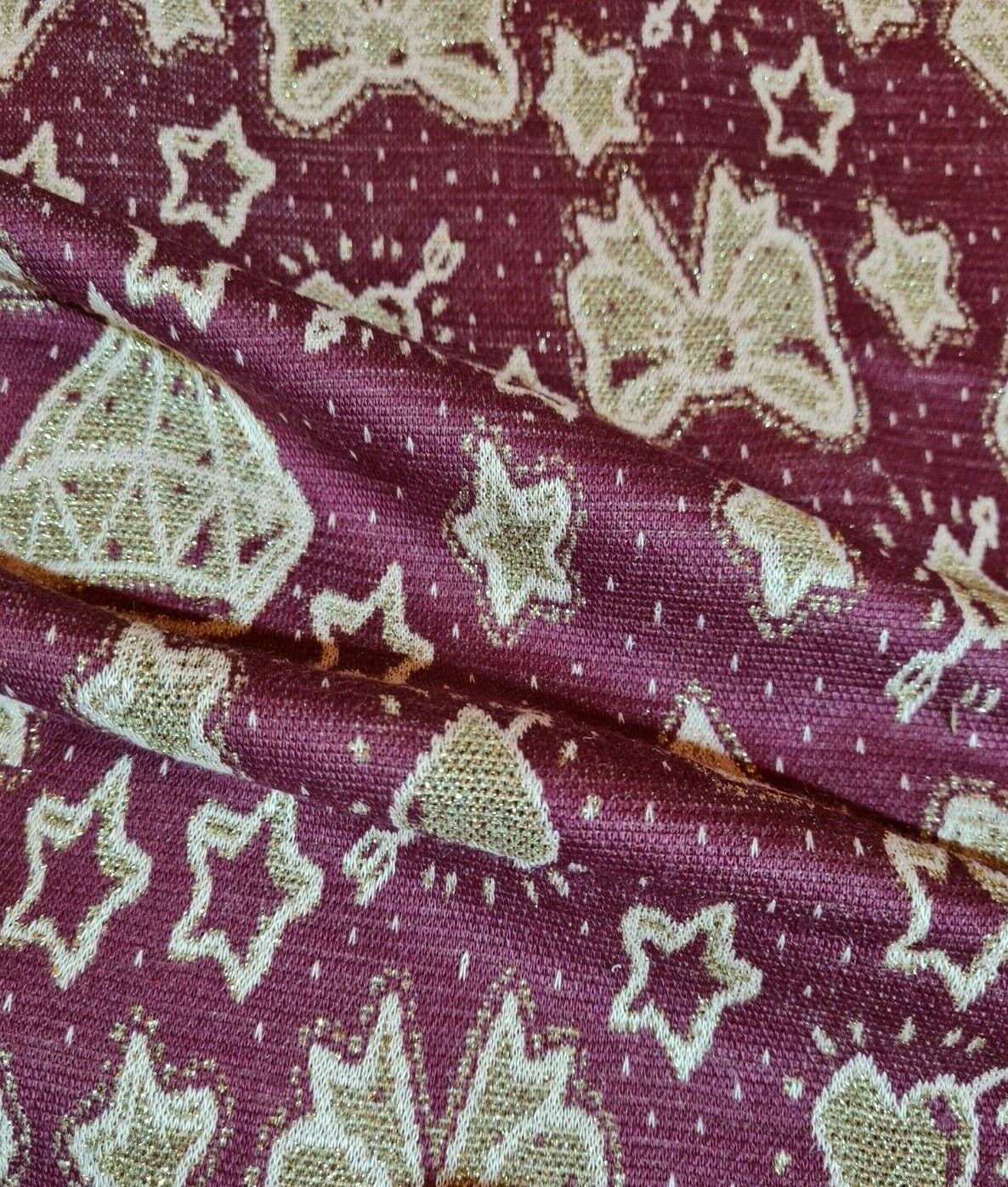 Knit Fabric Christmas Patterned And Checked Shiny By The Metre A1-203 - Image 3