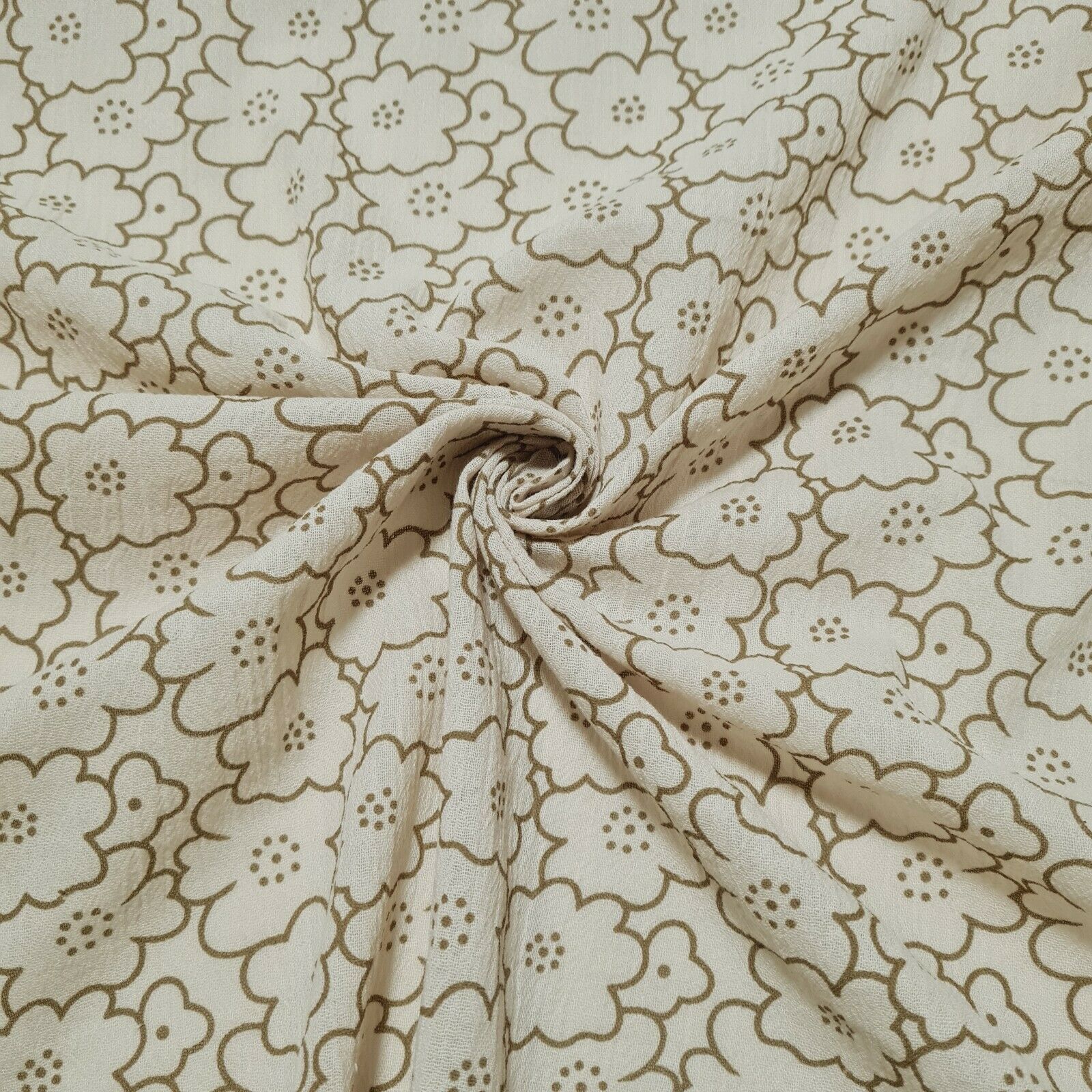 Cotton Cheesecloth Fabric Gauze Floral Beige and Baby Blue 49" Wide - Image 4