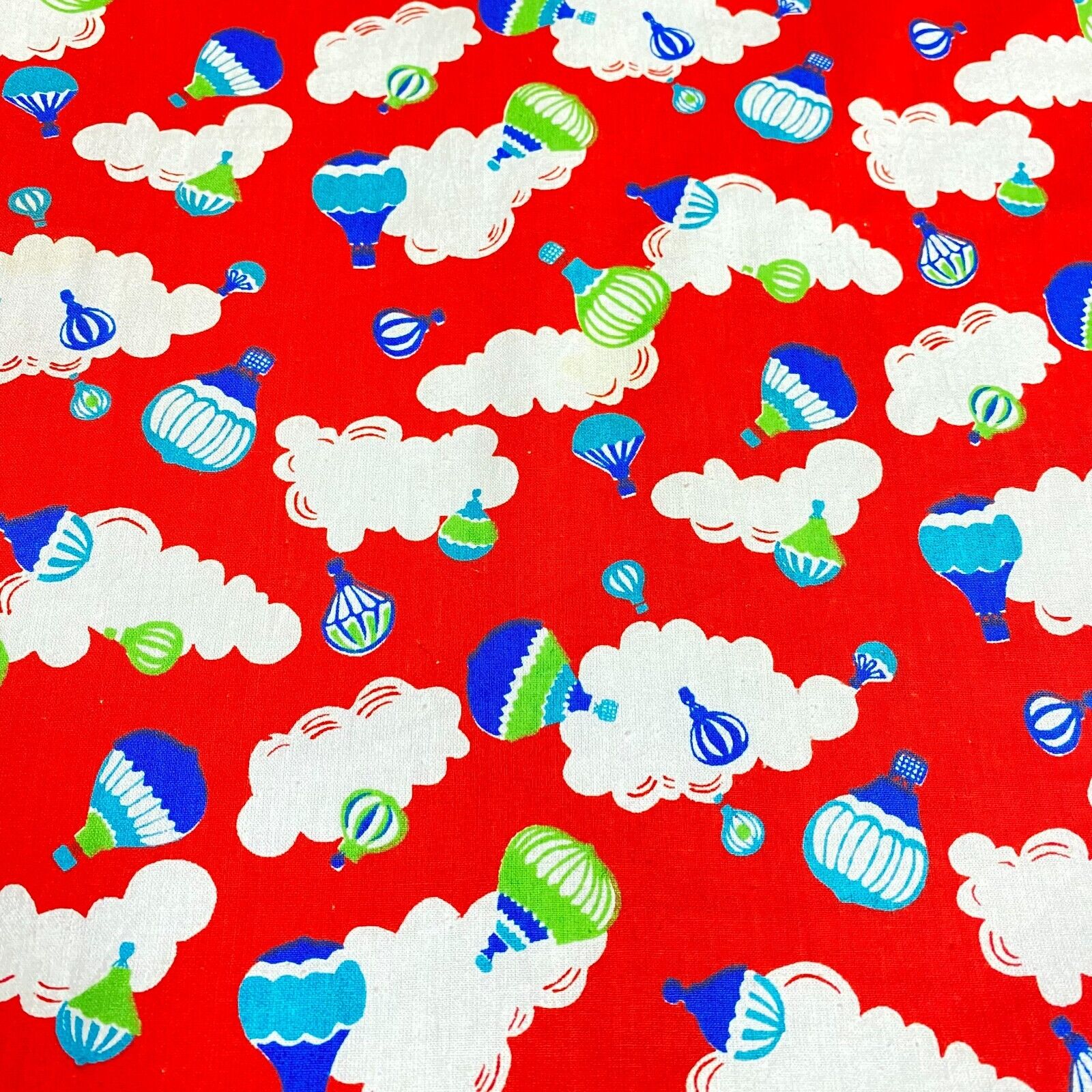 Cotton Fabric Clouds Baloons Printed Red Colour 55" Wide Non-stretch - Image 7