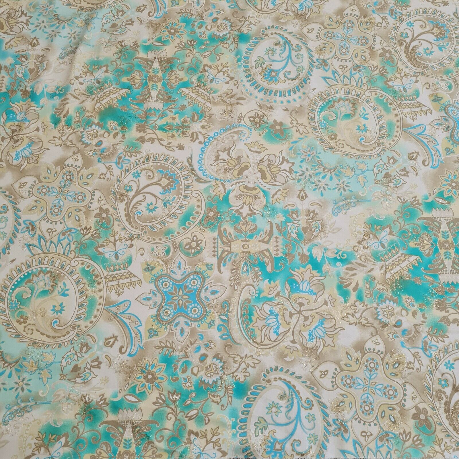 Cotton Polyamide Sateen Fabric Gold Silvery Floral Printed Sold By The Metre - Image 15