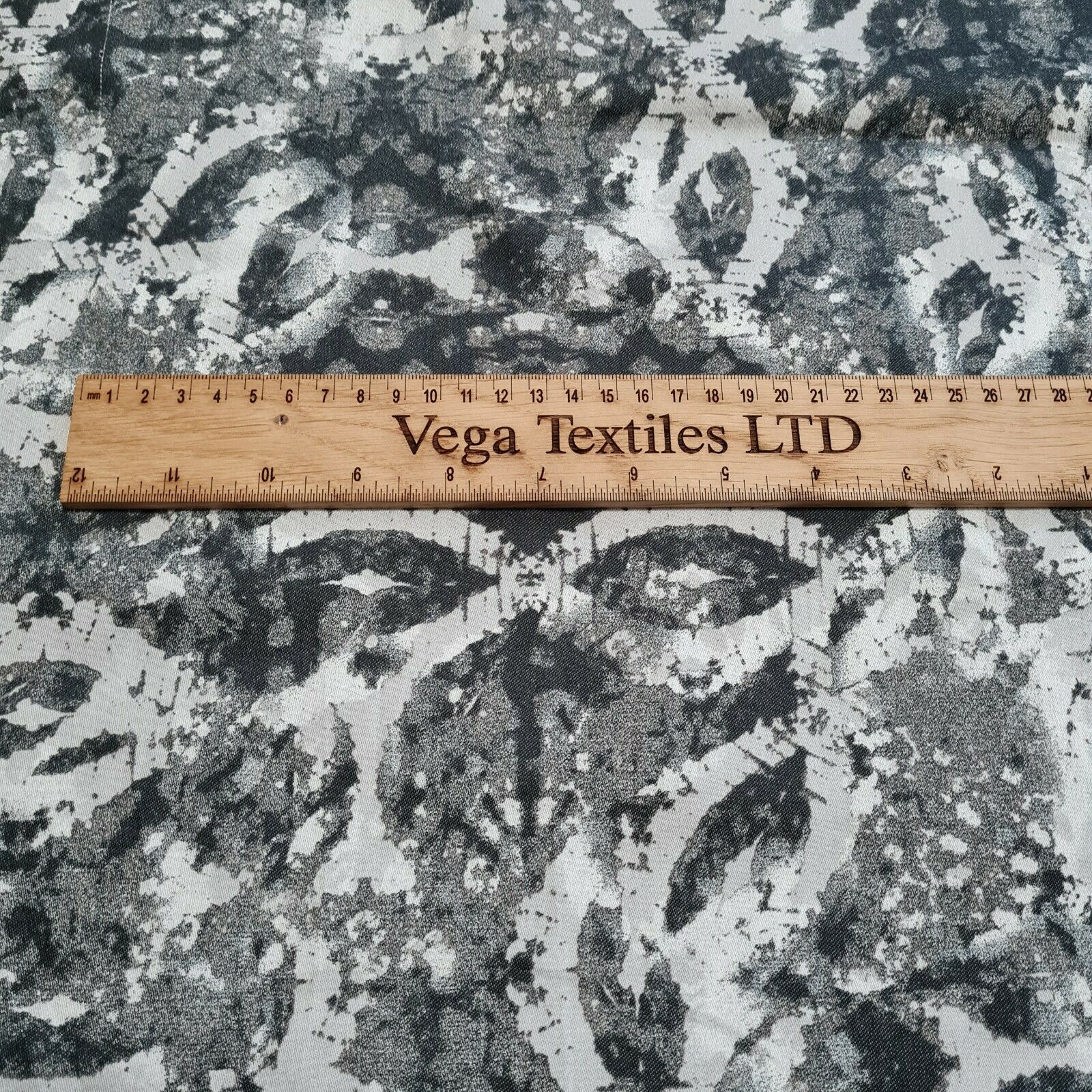 Cotton Polyester Twill Fabric Black And Grey Printed 49" Wide Sold By The Metre - Image 2