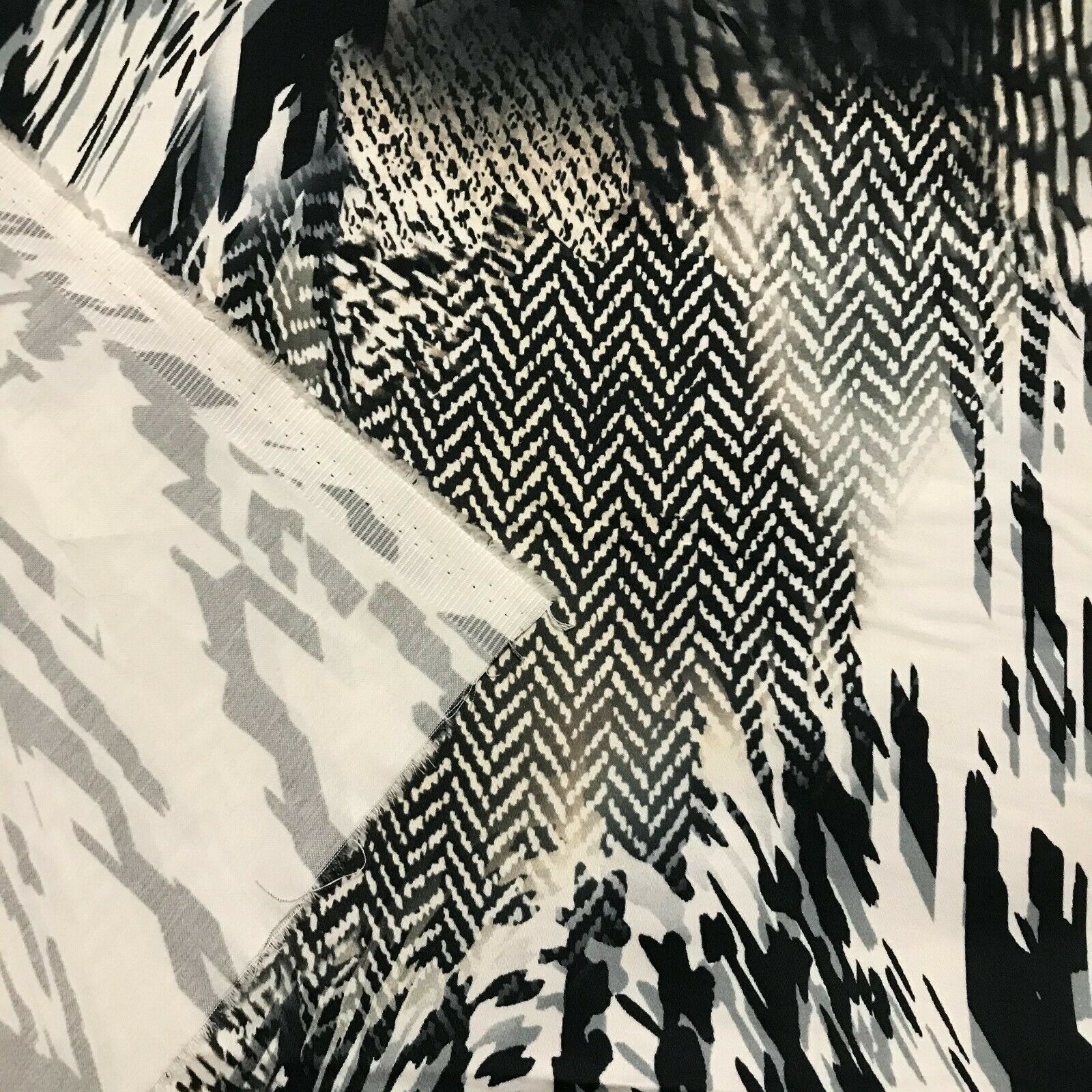 Cotton Satin Fabric Multi Printed Black And White 55" Wide - Image 5