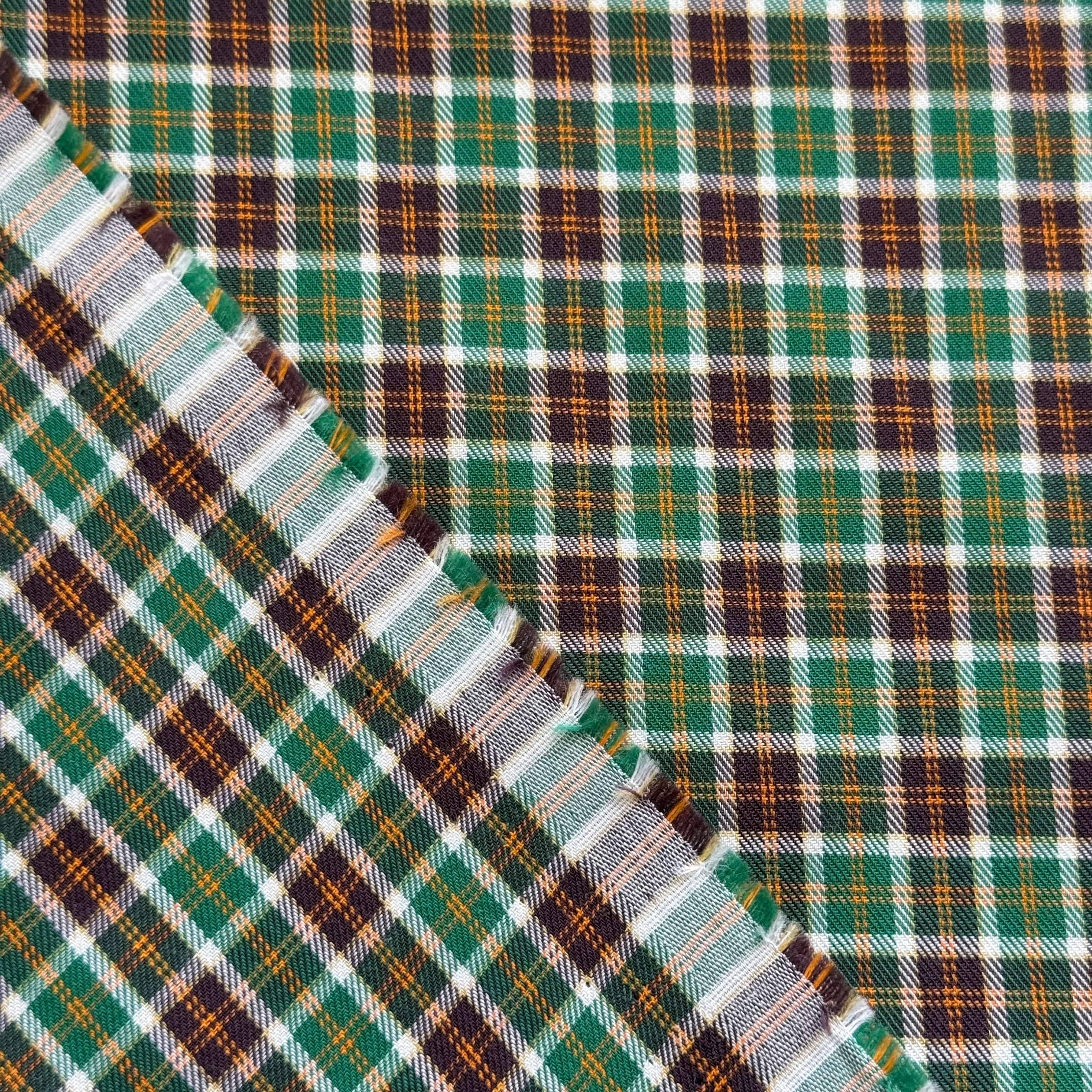 Cotton Shirt Fabric Green Checked 55" Wide Sold By Metre - Image 5