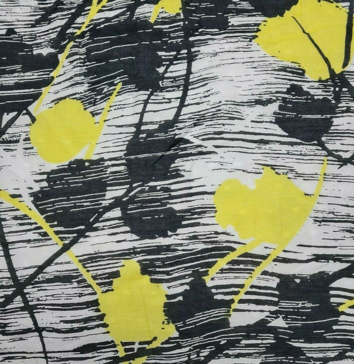 Cotton Silk Voile Fabric Black Ivory Yellow Printed 49" Wide - Image 6