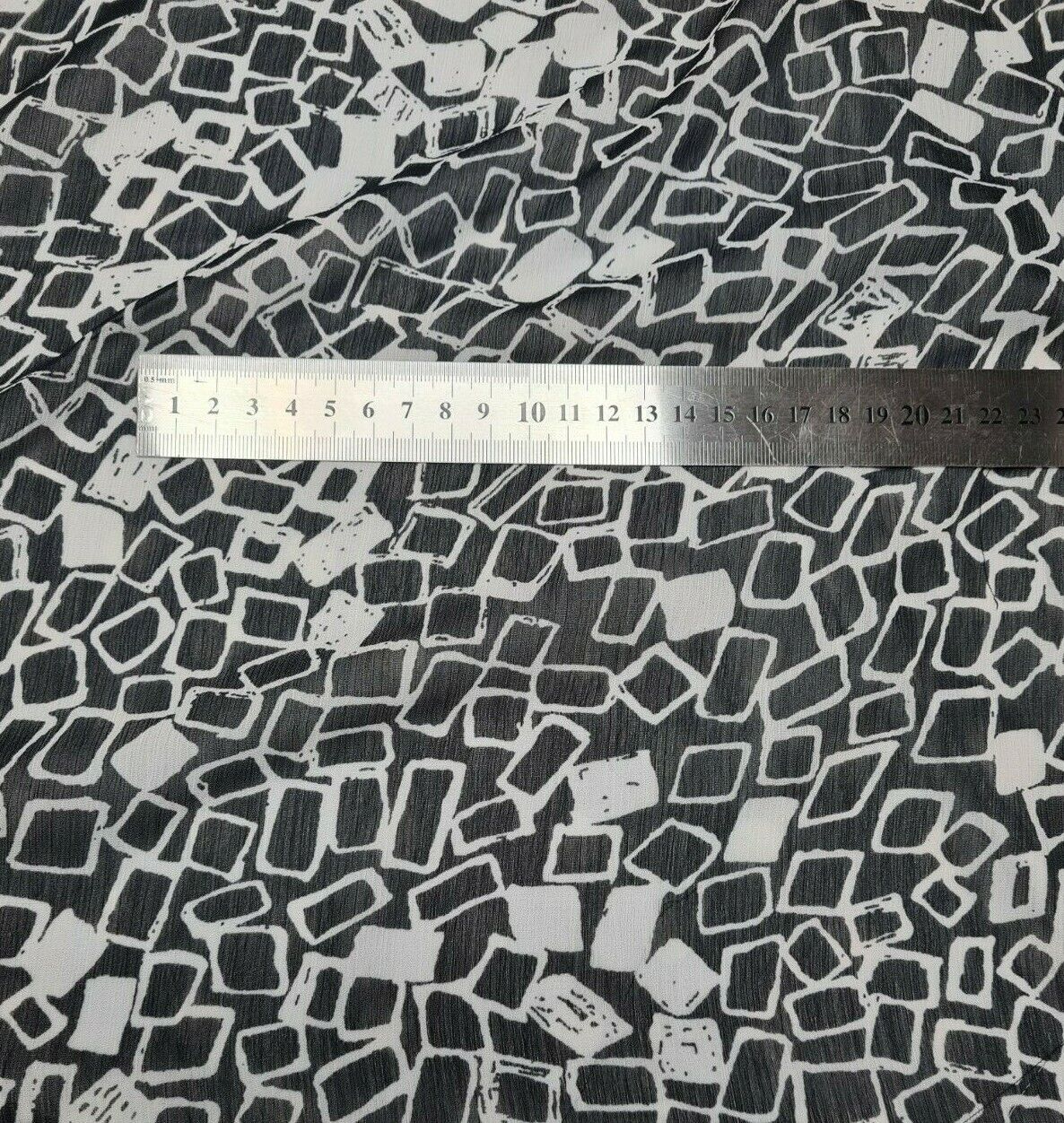 Crinckled Chiffon Fabric Black And White printed 55" Wide Sold By Metre - Image 2
