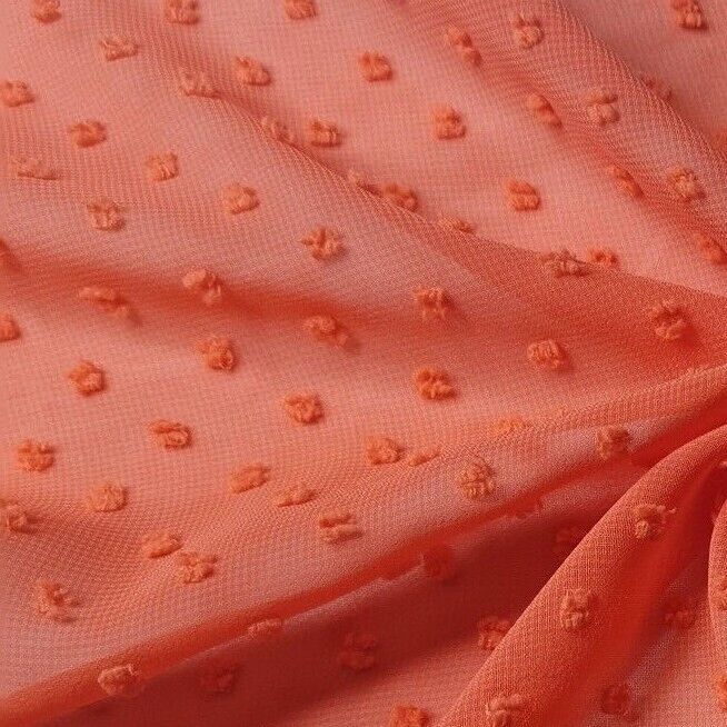 Dobby Chiffon Fabric Coral Colour 55" Wide Sold By Metre - Image 7