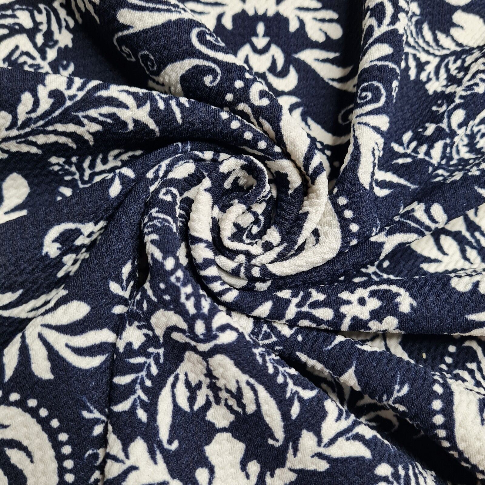 Double Knit Jersey Fabric Damask And Floral Printed 4 Way Stretch 55" Wide - Image 4