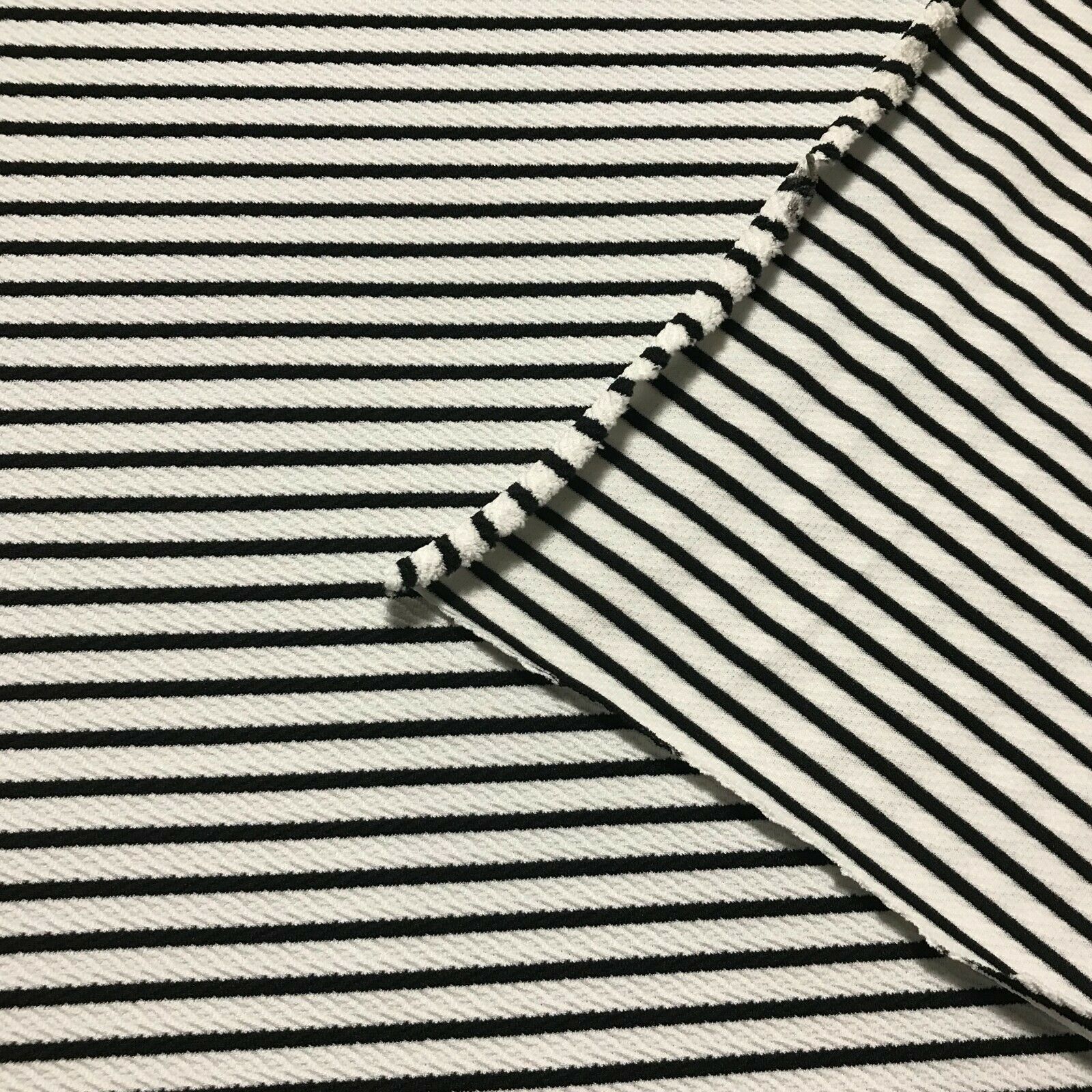 LIVERPOOL JERSEY FABRIC WHITE AND BLACK STRIPED SOLD BY METRE A1-215 - Image 4