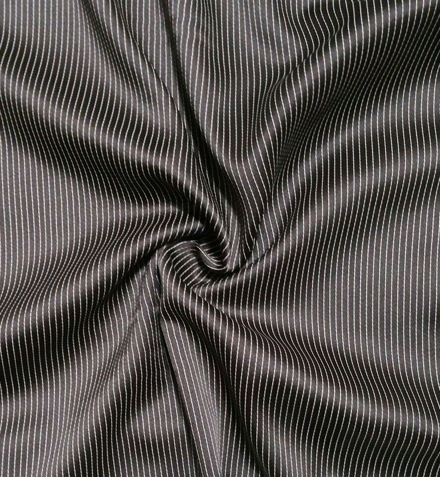 ECRU STRIPED STRETCH DRESSMAKING SATIN FABRIC -SOLD BY THE METRE - Image 3