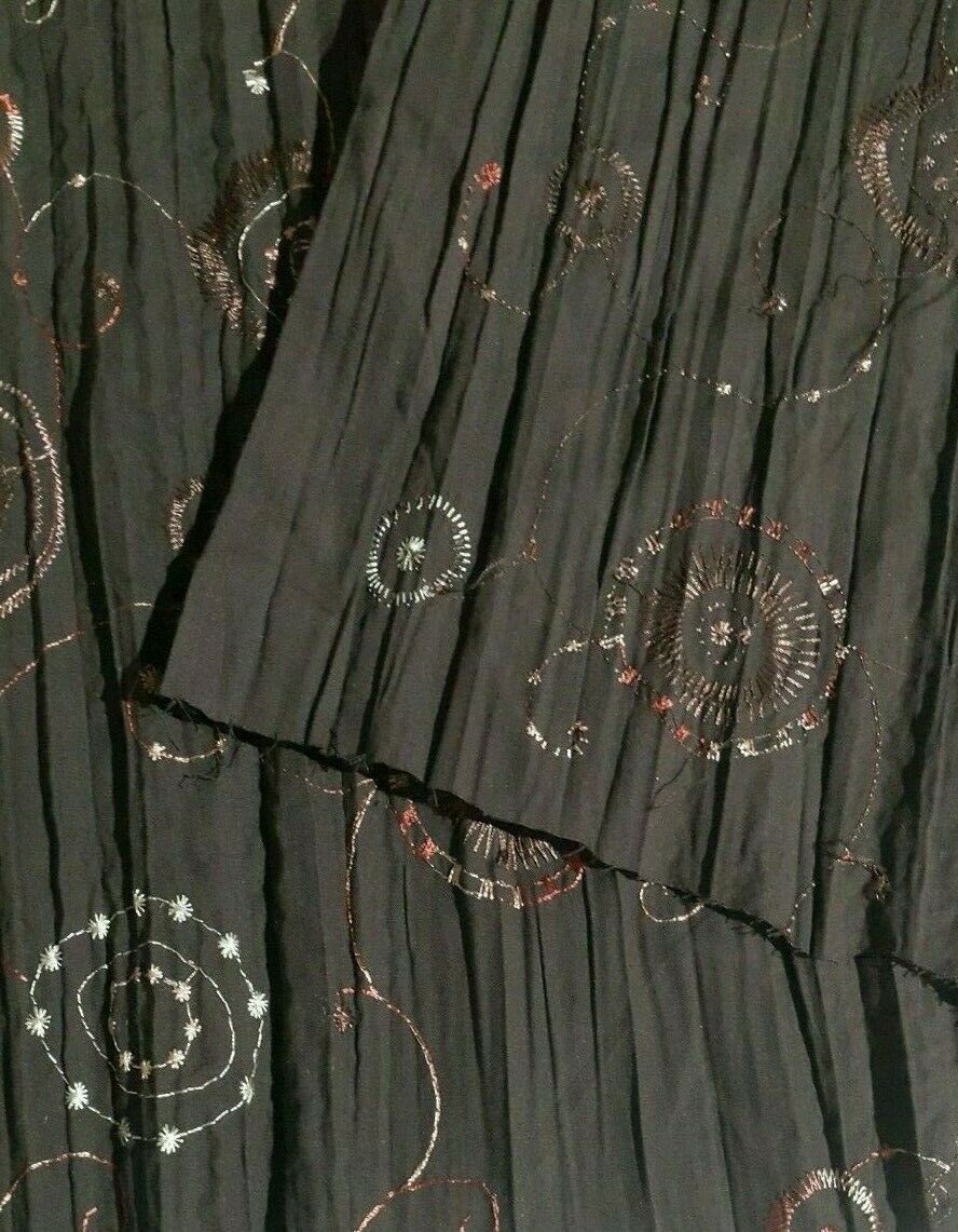 EMBROIDERED AND CRINKLED BROWN POLYCOTTON FABRIC - SOLD BY METRE B3/200 - Image 7