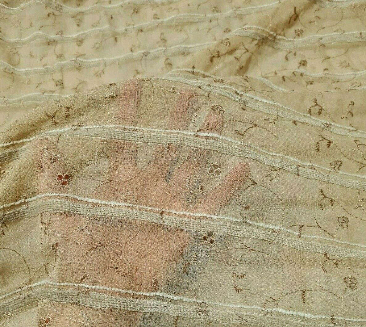 FABRIC VELVET STRIPED EMBROIDERY THIN POLYESTER-SOLD BY THE METRE - Image 5