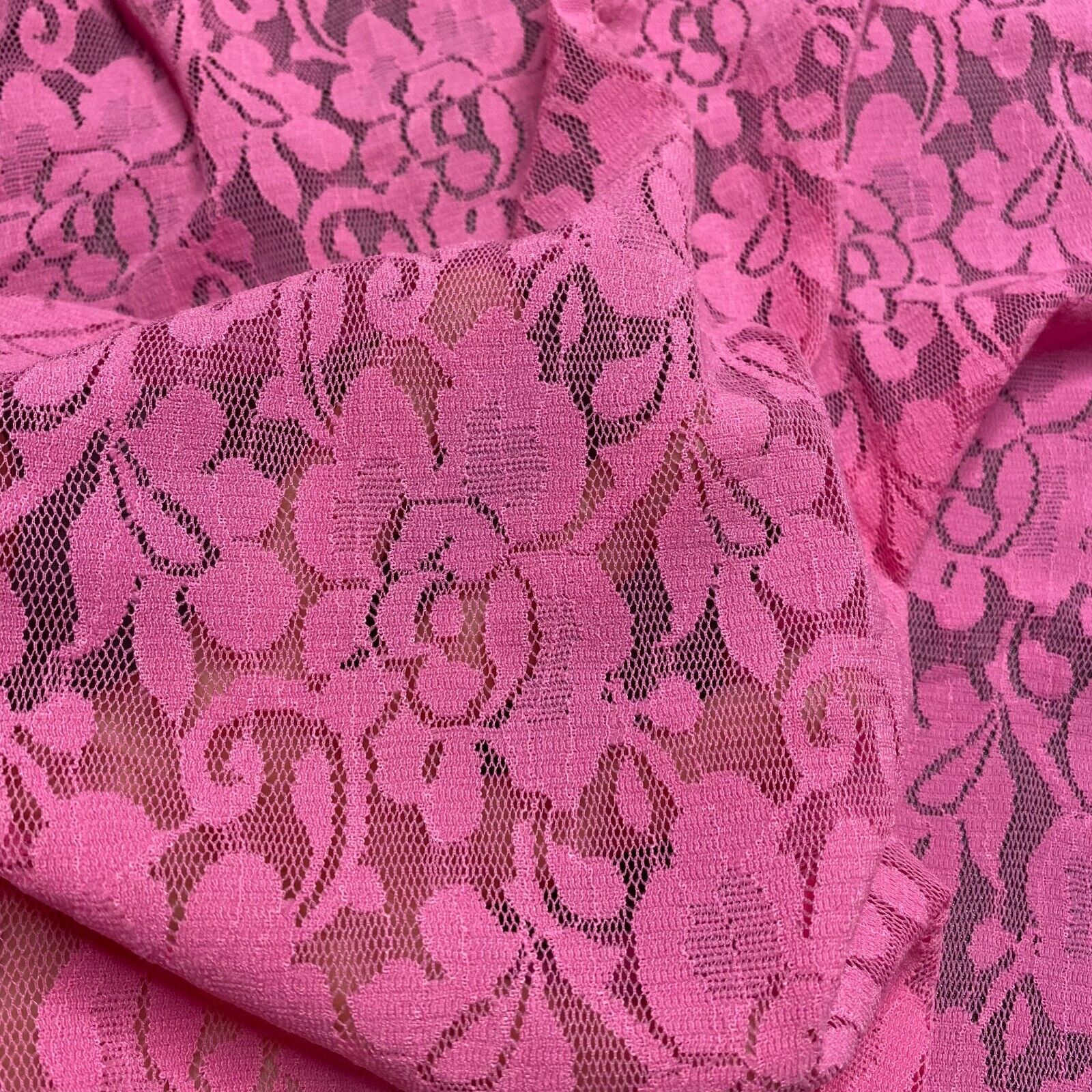 Floral Lace Fabric Black Beige Pink Colours 2 Way Stretch 55" Wide - Image 7