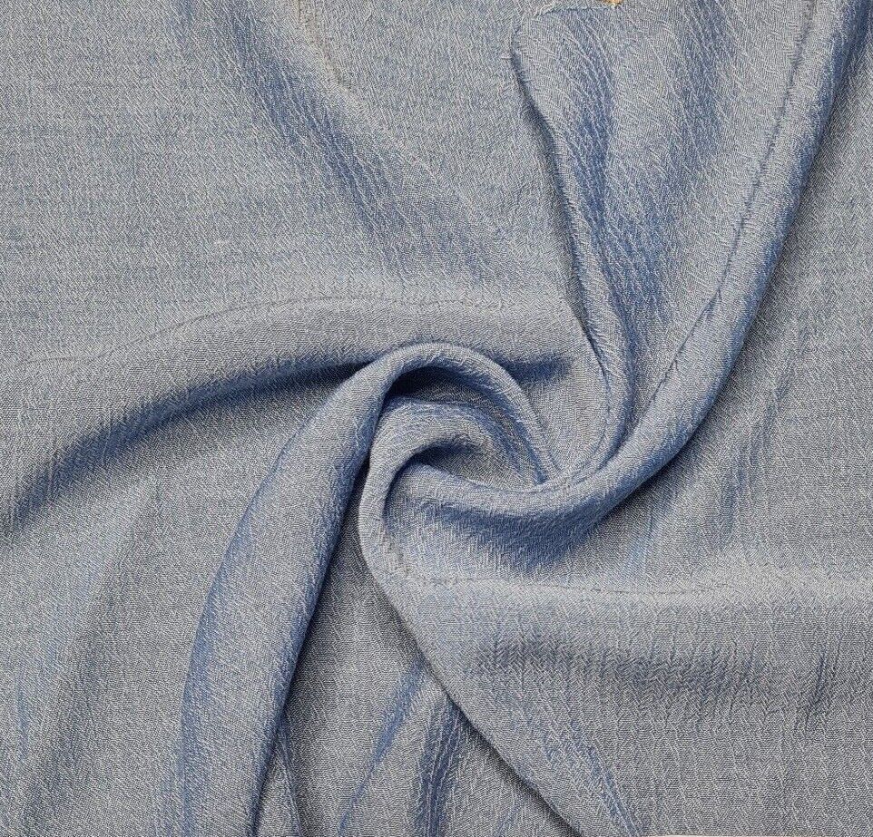 Gauze Viscose Blend Fabric Crinckled Denim Looking Blue Colour 51" Wide - Image 2