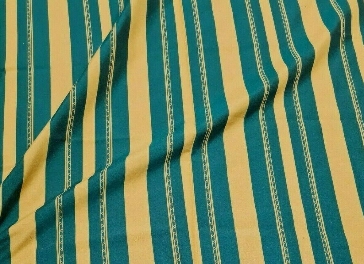GREEN AND MUSTARD STRIPED UPHOLSTERY FABRIC-SOLD BY THE METRE - Image 5