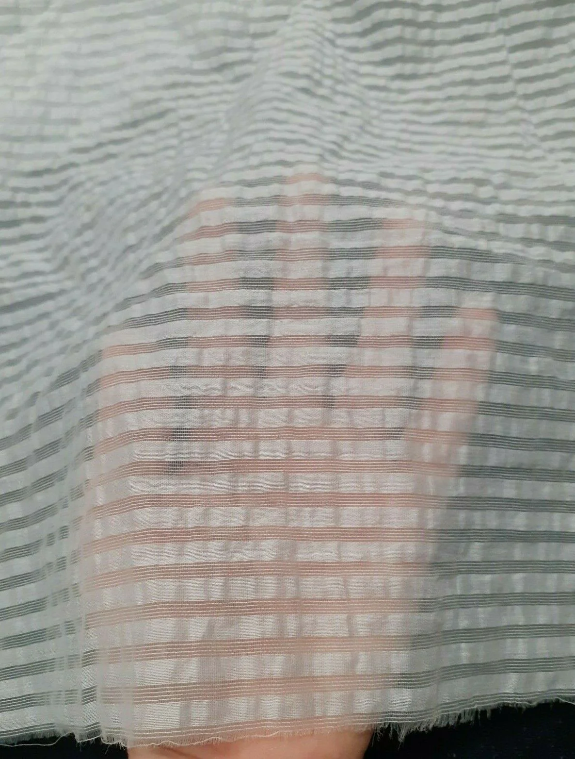 ICE GREY COTTON NYLON MIX FABRIC WITH SEE THROUGH STRIPES - SOLD BY THE METRE - Image 5