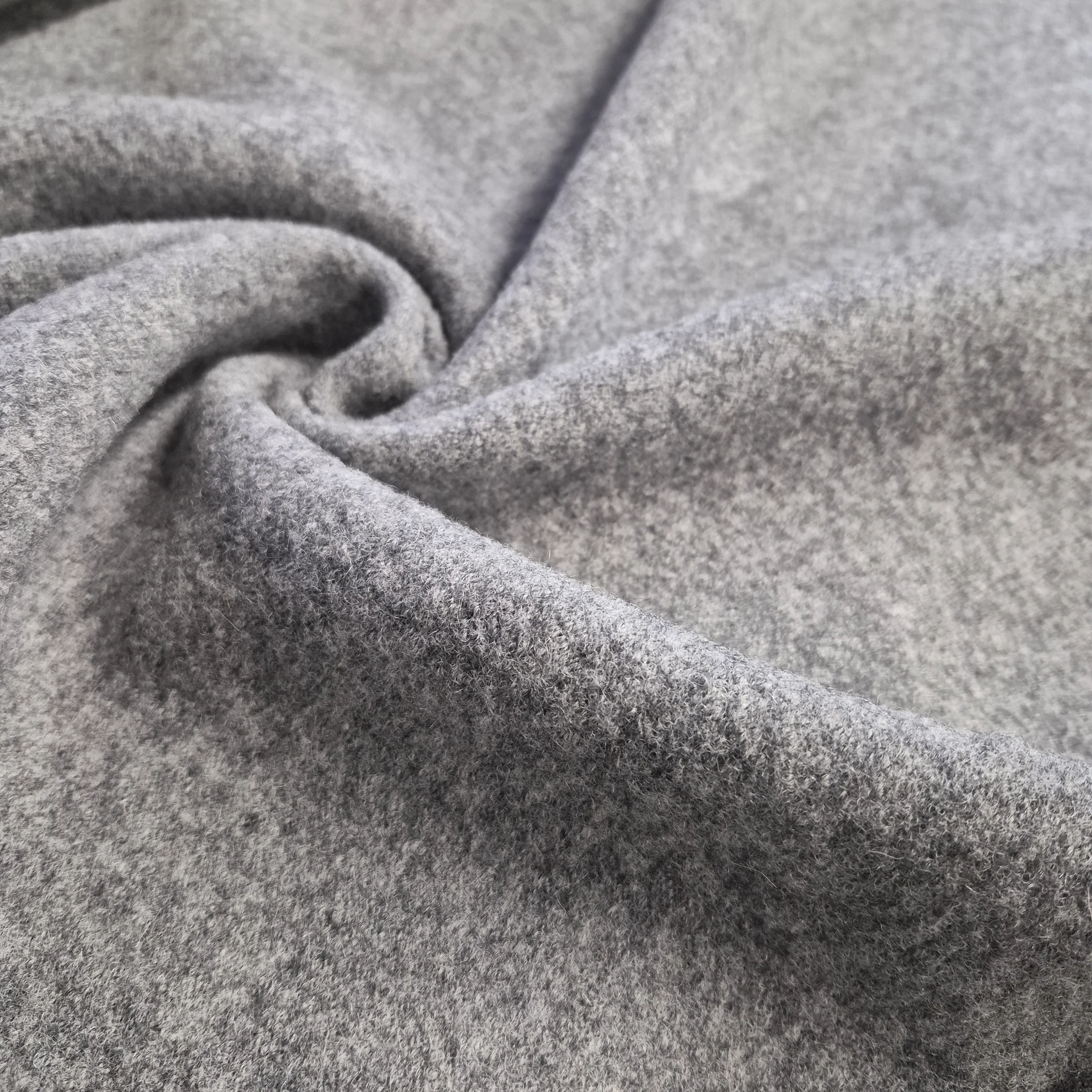 Italian Chunky Knit 100% Boiled Wool Light Grey Fabric 51" Wide (By the Metre) - Image 4