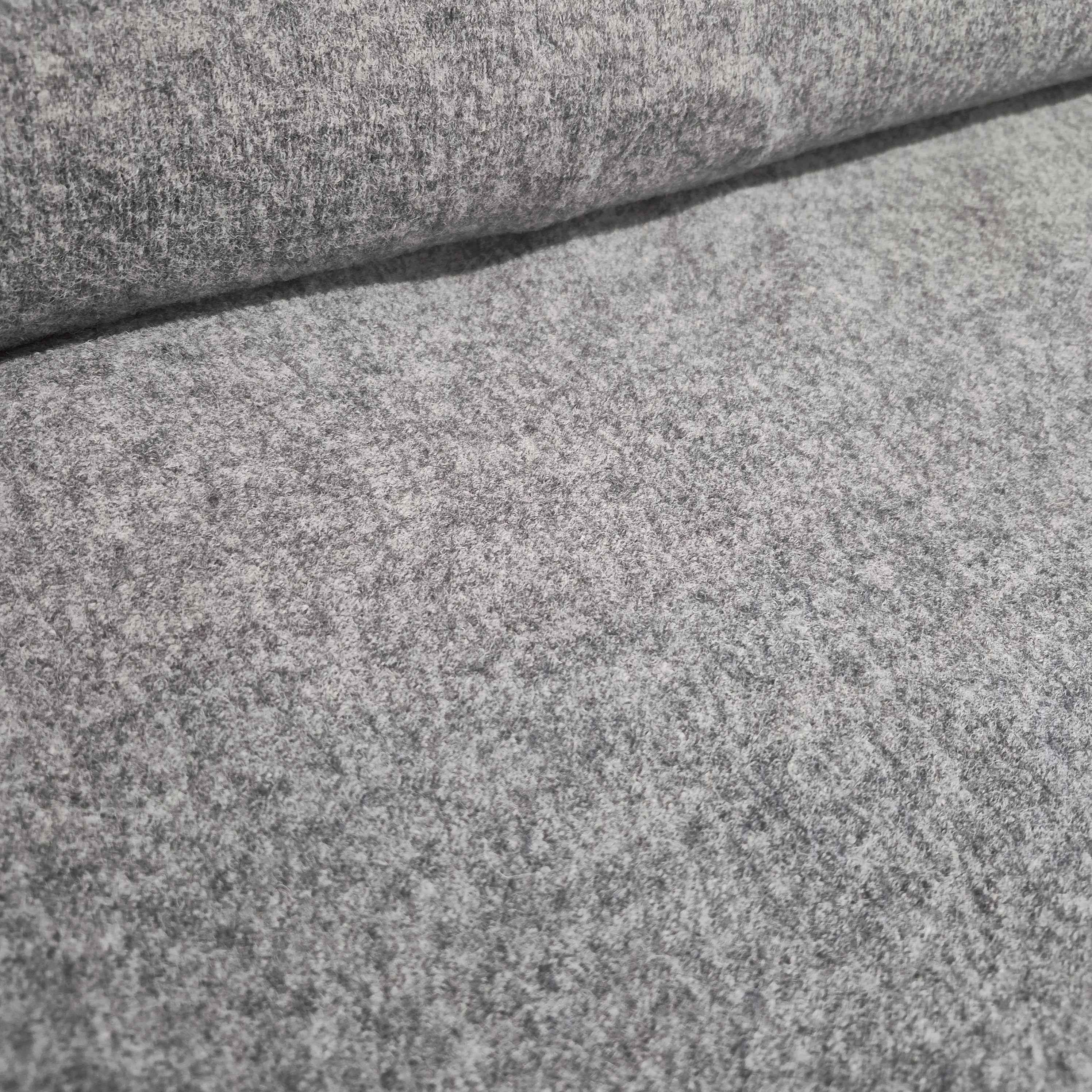Italian Chunky Knit 100% Boiled Wool Light Grey Fabric 51" Wide (By the Metre) - Image 6