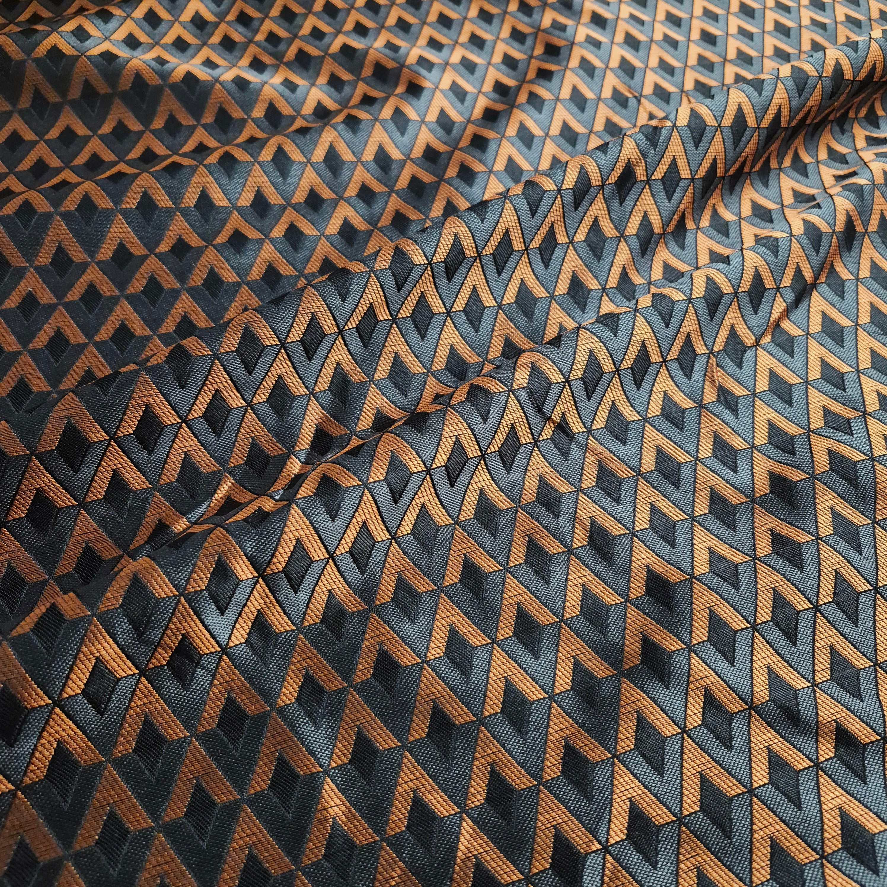 Jacquard Fabric Rhombus Pattern Brick Grey Black Colours 55" Wide Sold Metre - Image 5