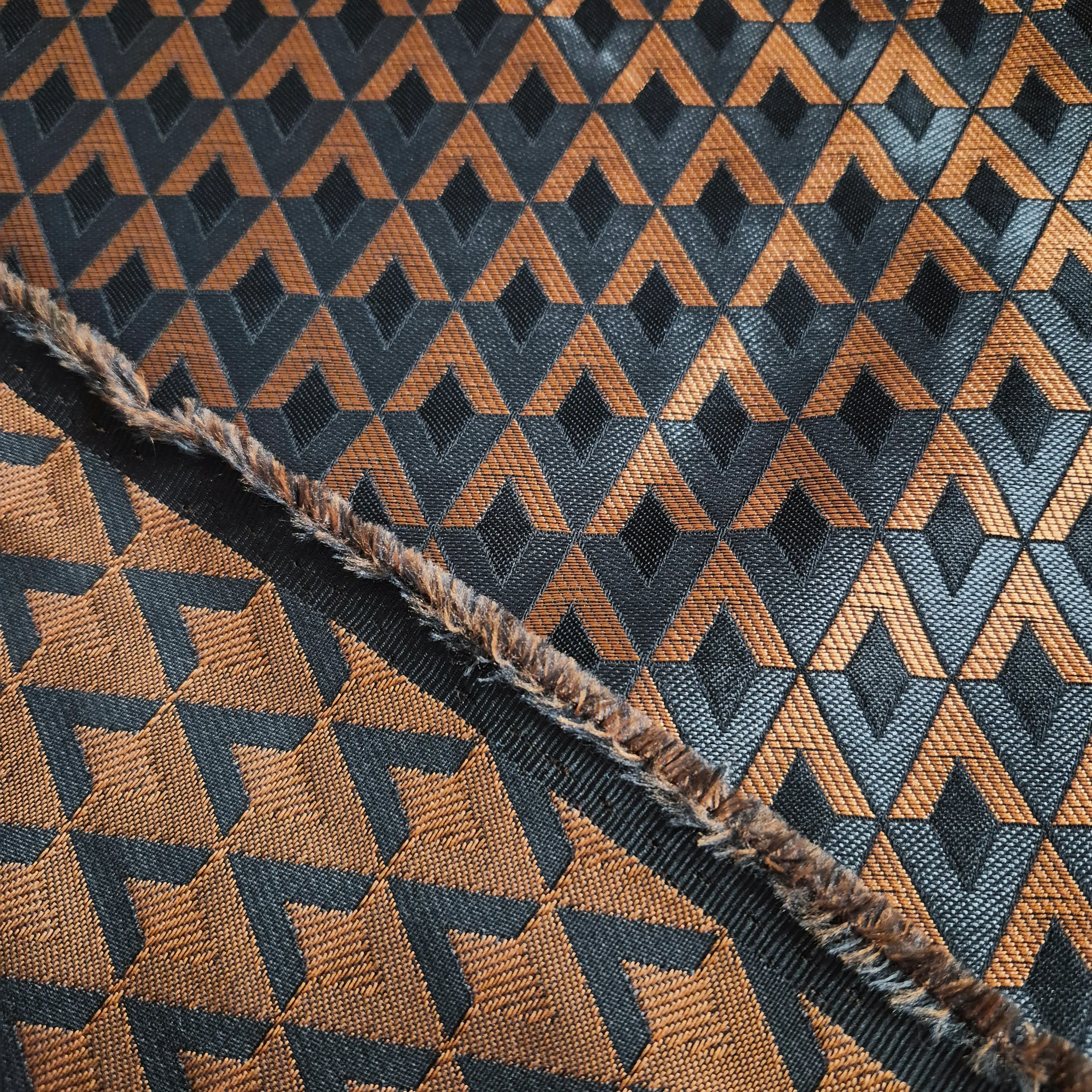 Jacquard Fabric Rhombus Pattern Brick Grey Black Colours 55" Wide Sold Metre - Image 6