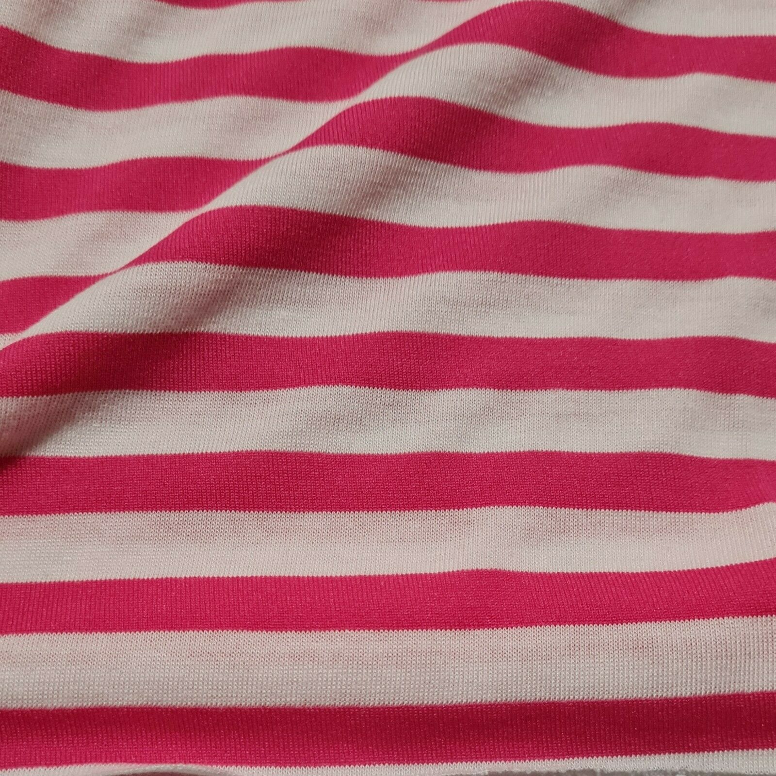 Jersey Knit Fabric Fuchsia And White Striped 55" Wide By The Metre A1-199 - Image 2