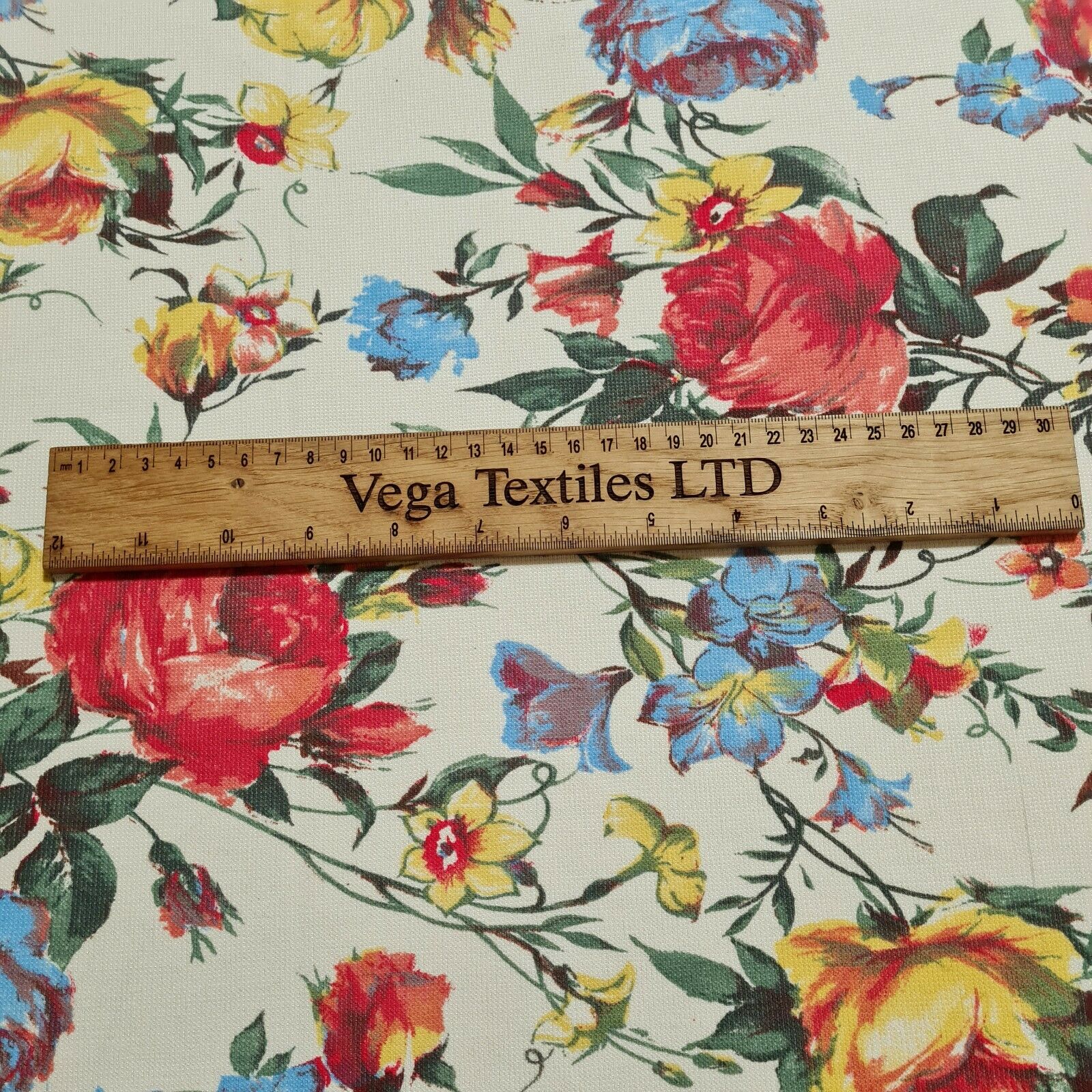 Jeysey T-Shirt Fabric Floral Rose Print Ivory 2 Way Stretch 55" Sold By Metre - Image 3