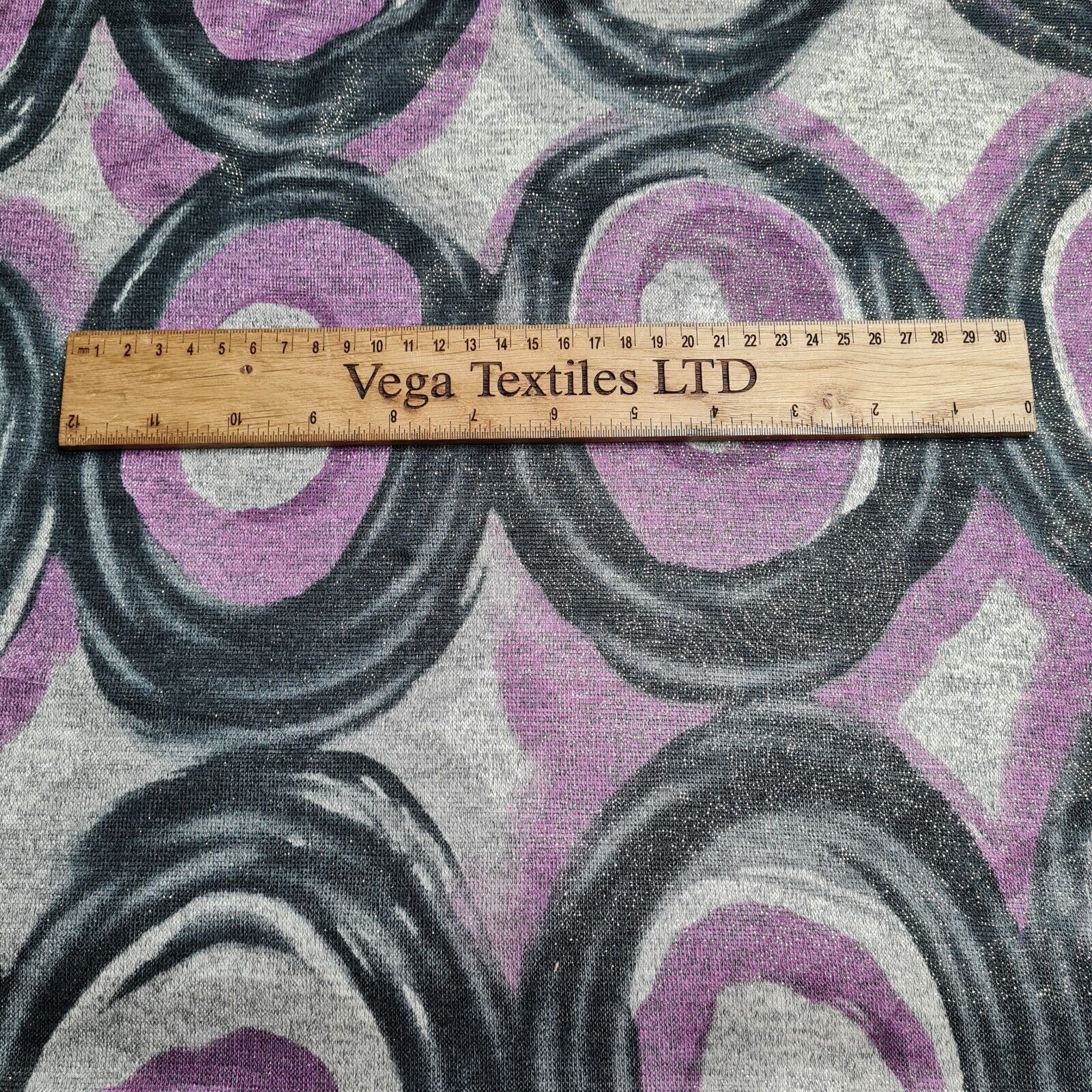Knit Jersey Fabric Circle Printed And Silvery 2 Way Stretch 55" Wide - Image 3