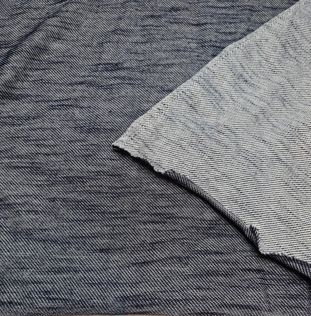 Knit Jersey Fabric T-Shirt Navy White Melange 4 Way Stretch 59" Wide - Image 4