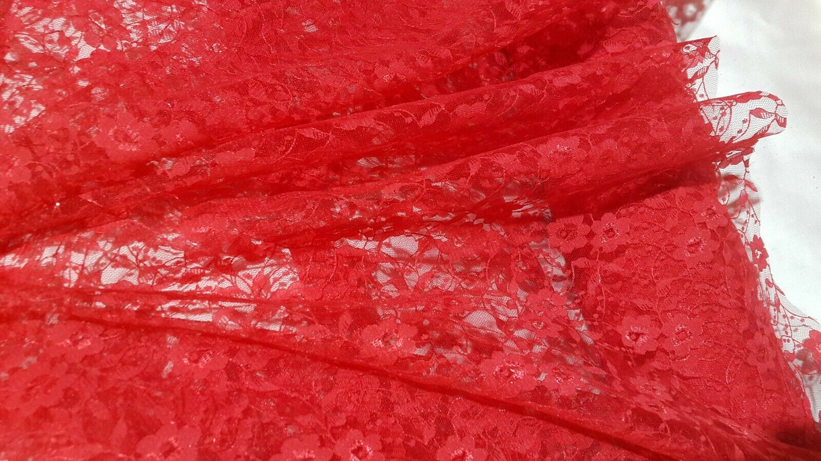 LACE TULLE FABRIC RED -140 CM WIDE -SOLD BY THE METER - Image 3