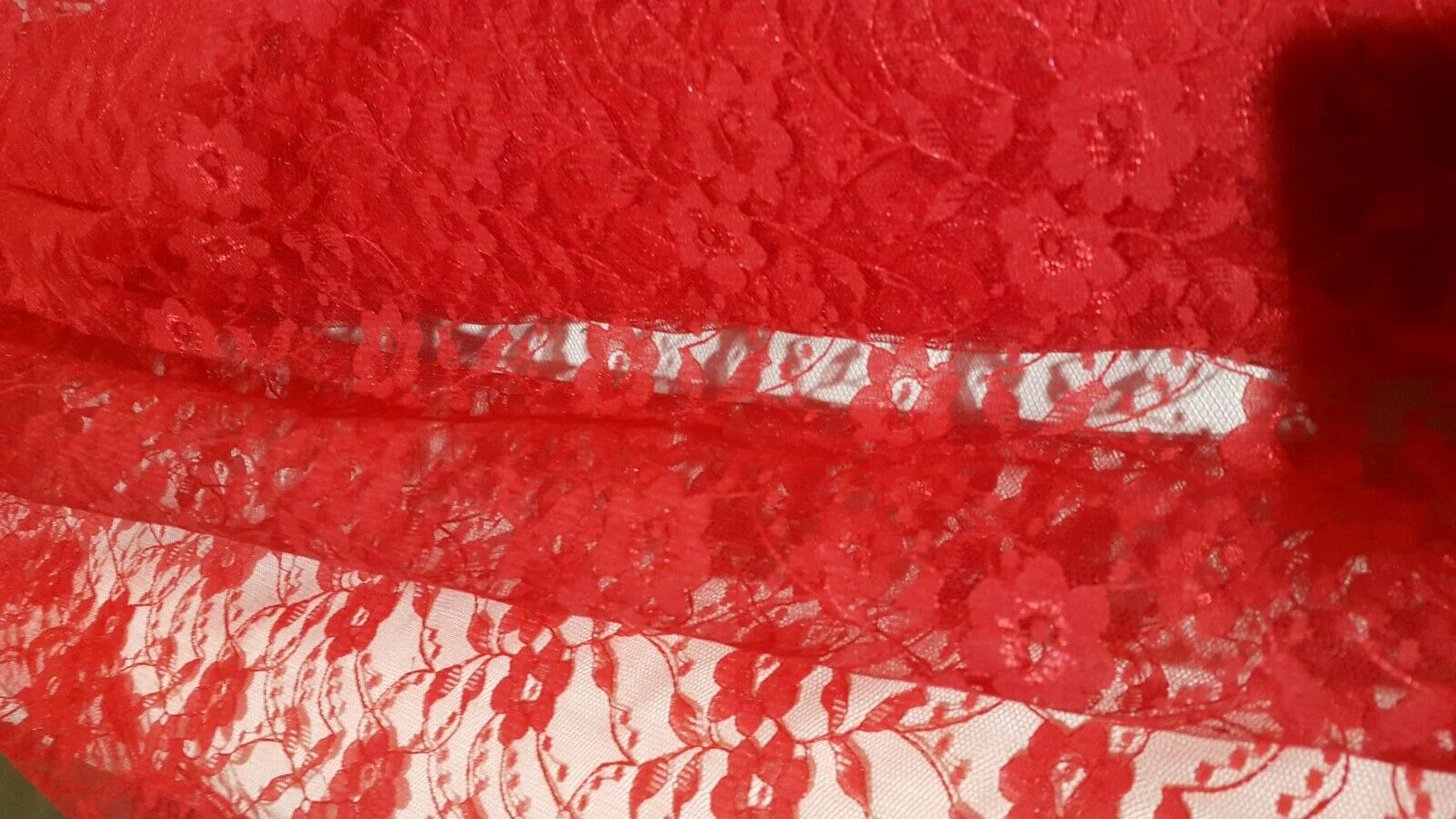 LACE TULLE FABRIC RED -140 CM WIDE -SOLD BY THE METER - Image 4