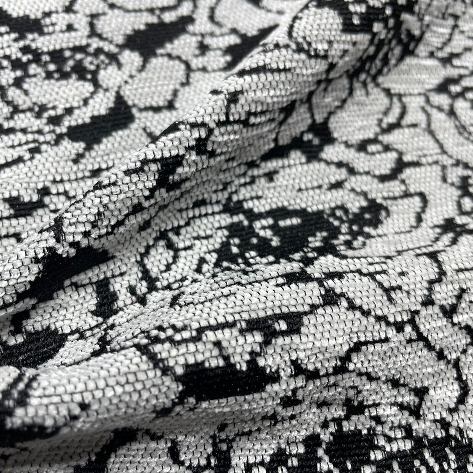 Lightweight Chenille Fabric Black And White Floral Upholstery Curtains Cushions - Image 5