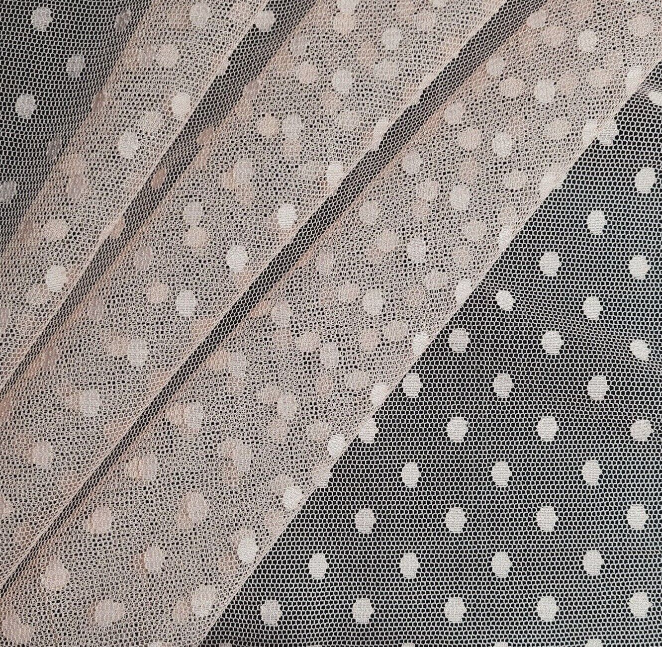 Net mesh Fabric Spotted Nude Pink Colour 55" Wide Sold By metre - Image 4