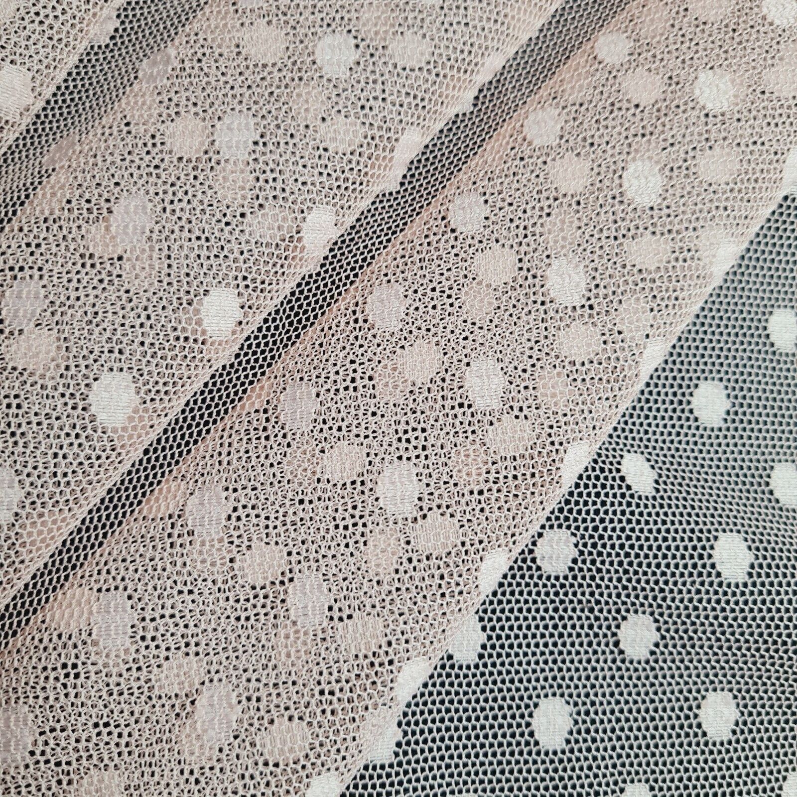 Net mesh Fabric Spotted Nude Pink Colour 55" Wide Sold By metre - Image 5